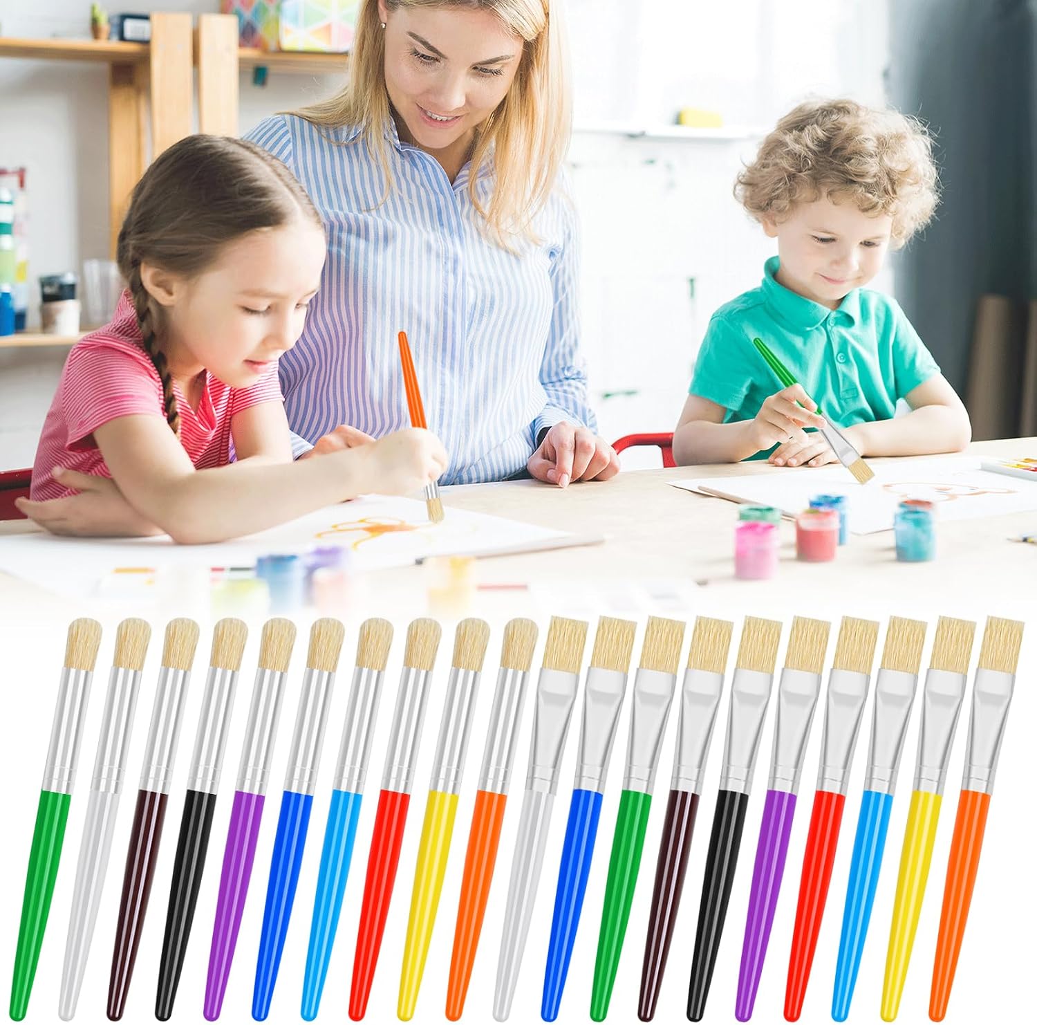 Thumbnail 5 de REGUICORP 19ZZMHB001 Kids’ Paint Brush Set, 20 Round and Flat Brushes