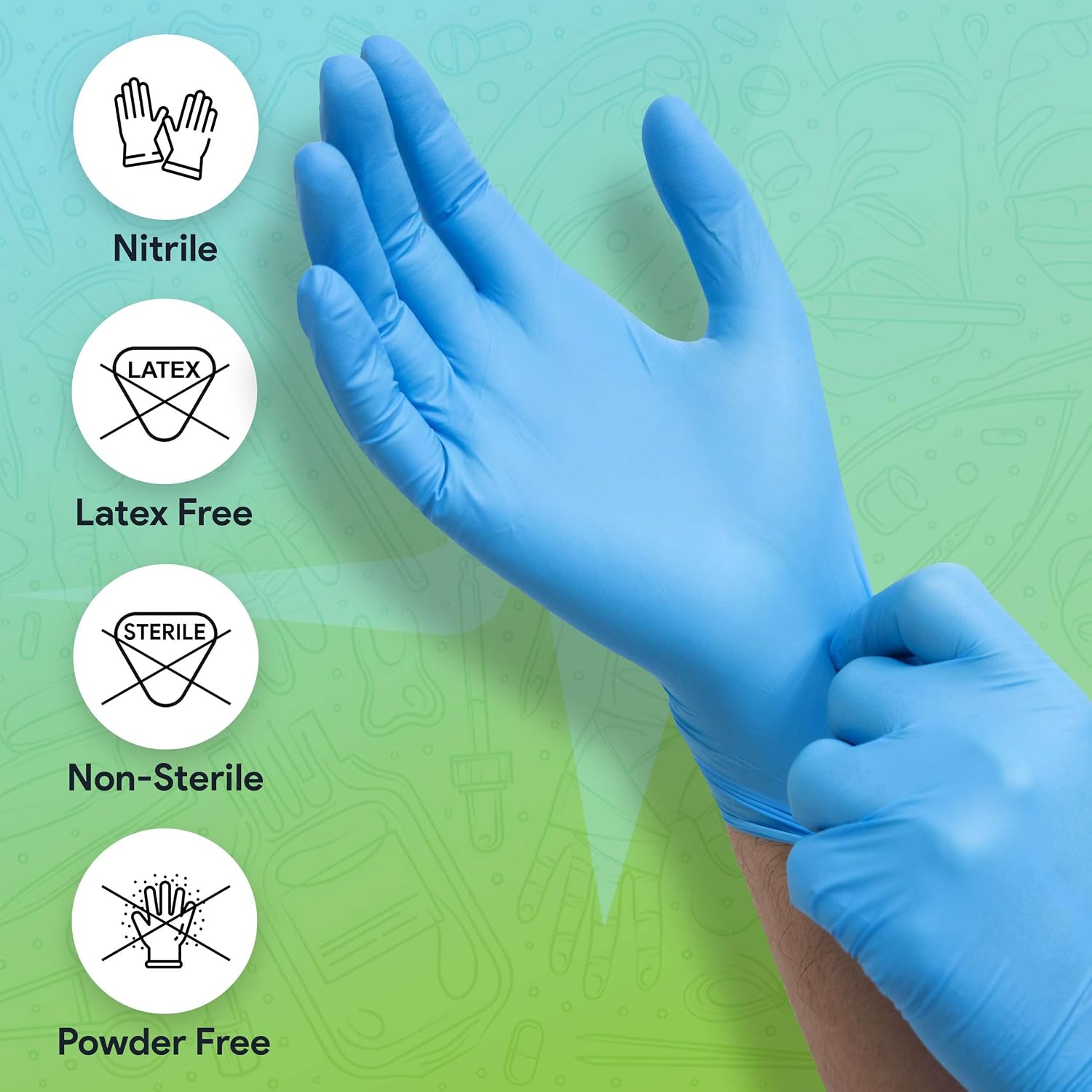 Thumbnail 3 de FifthPulse Blue Nitrile Exam Gloves – Large, 1000 Count (Case of 10 Boxes)