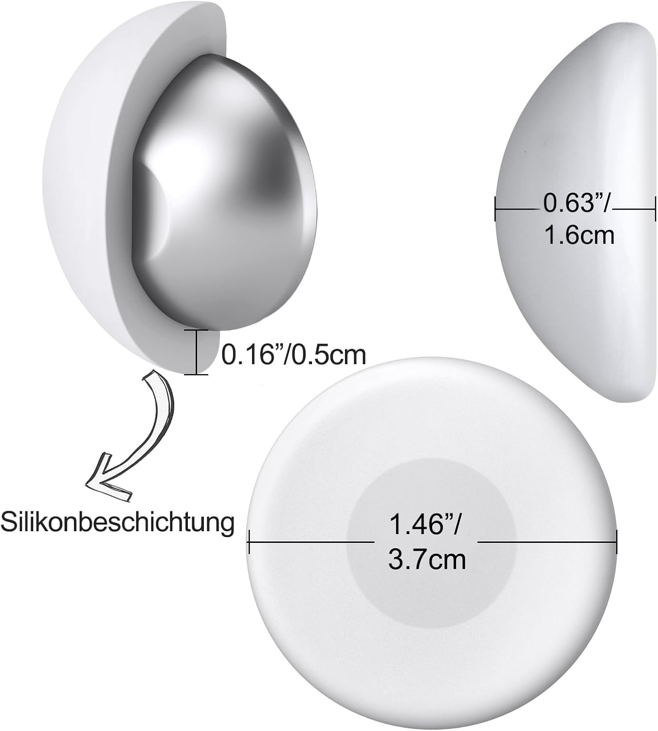 Detalle de FY&XZH magnetische douchegordijngewichten met siliconencoating, wit, 3 paar