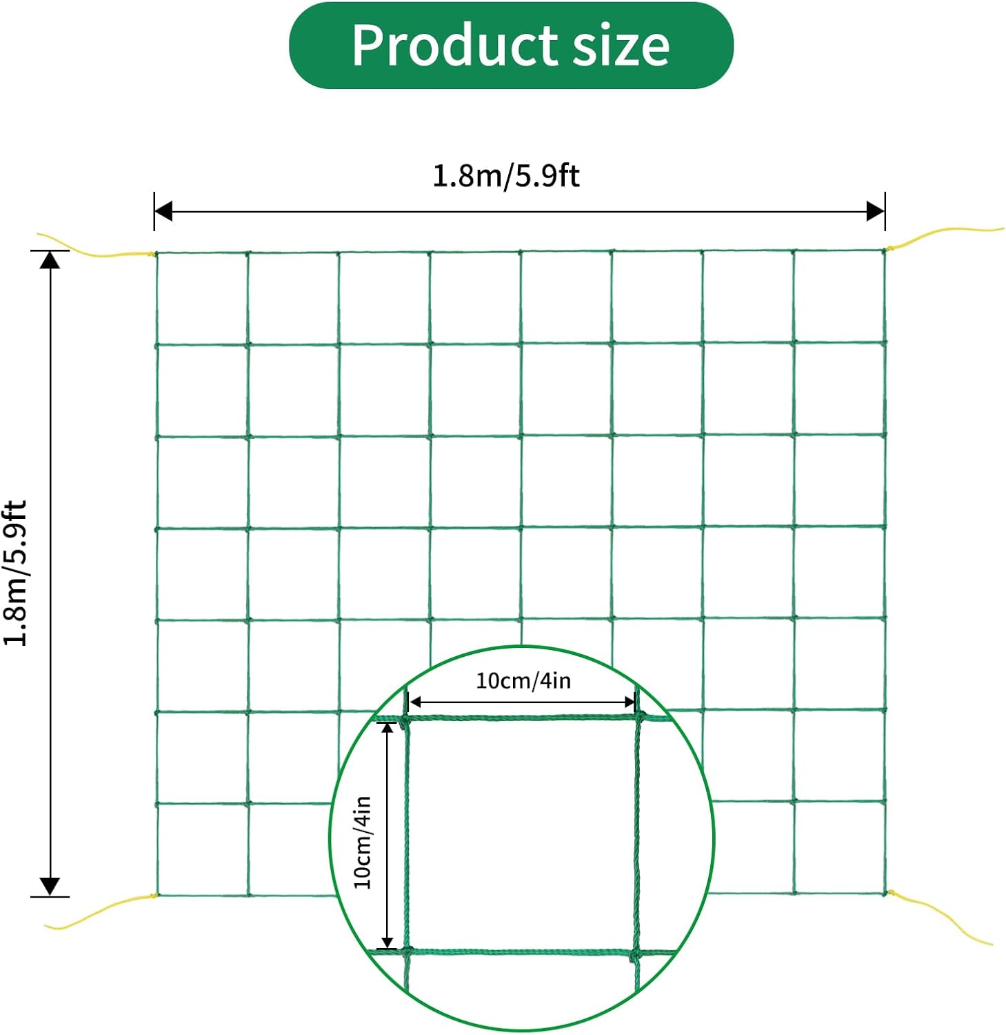 Thumbnail 1 de KINGLAKE Pea and Bean Netting 5x1.8m green nylon trellis net with 10x10cm mesh