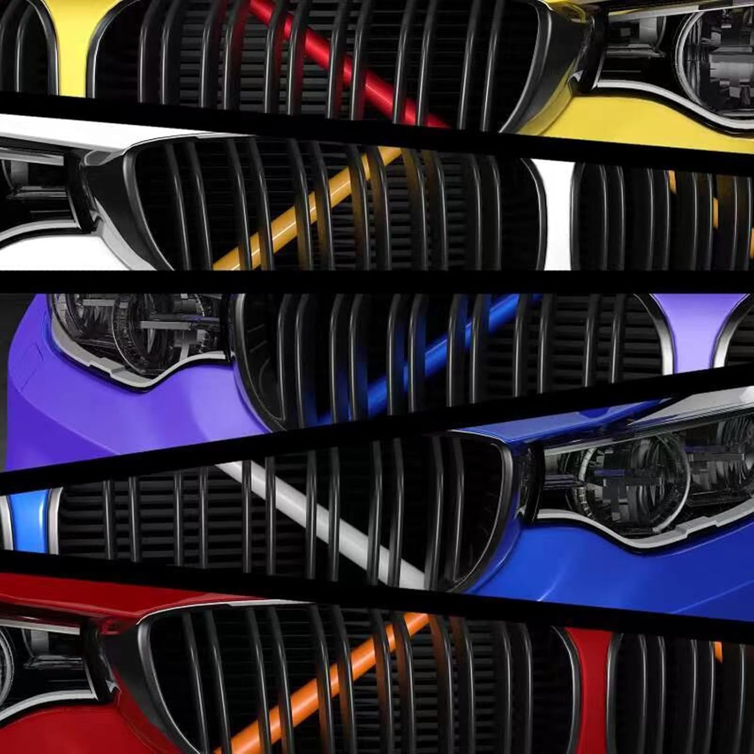 Thumbnail 6 de YZYUN V-Brace grille insert trim stripes for BMW 5 Series F10/F11/F07 (2010–2017) – front grill support protector covers, 2pcs
