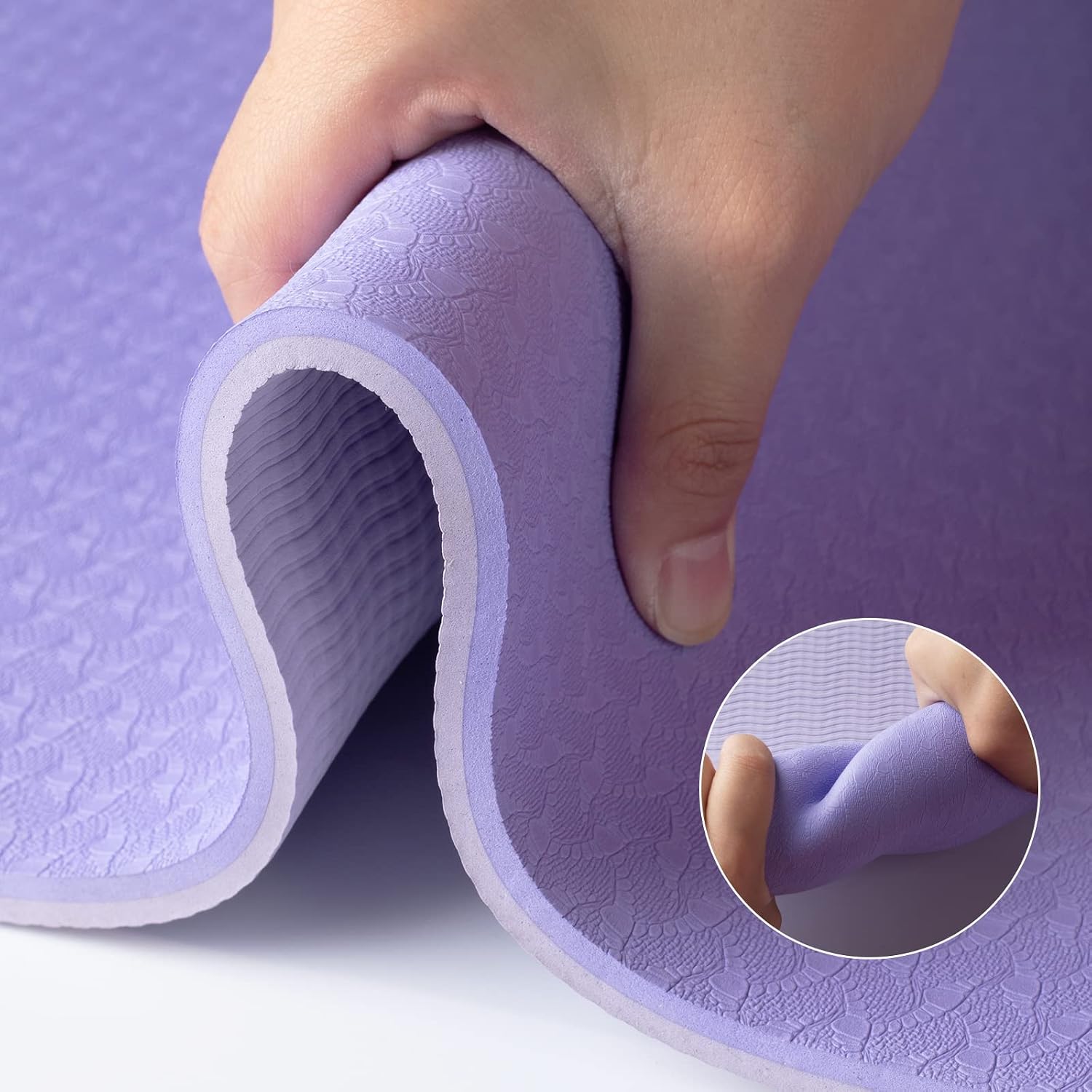 Detalle de OVERMONT TPE Yoga Mat, 72" x 24", 1/3-Inch Thick, Dual-Sided Grip