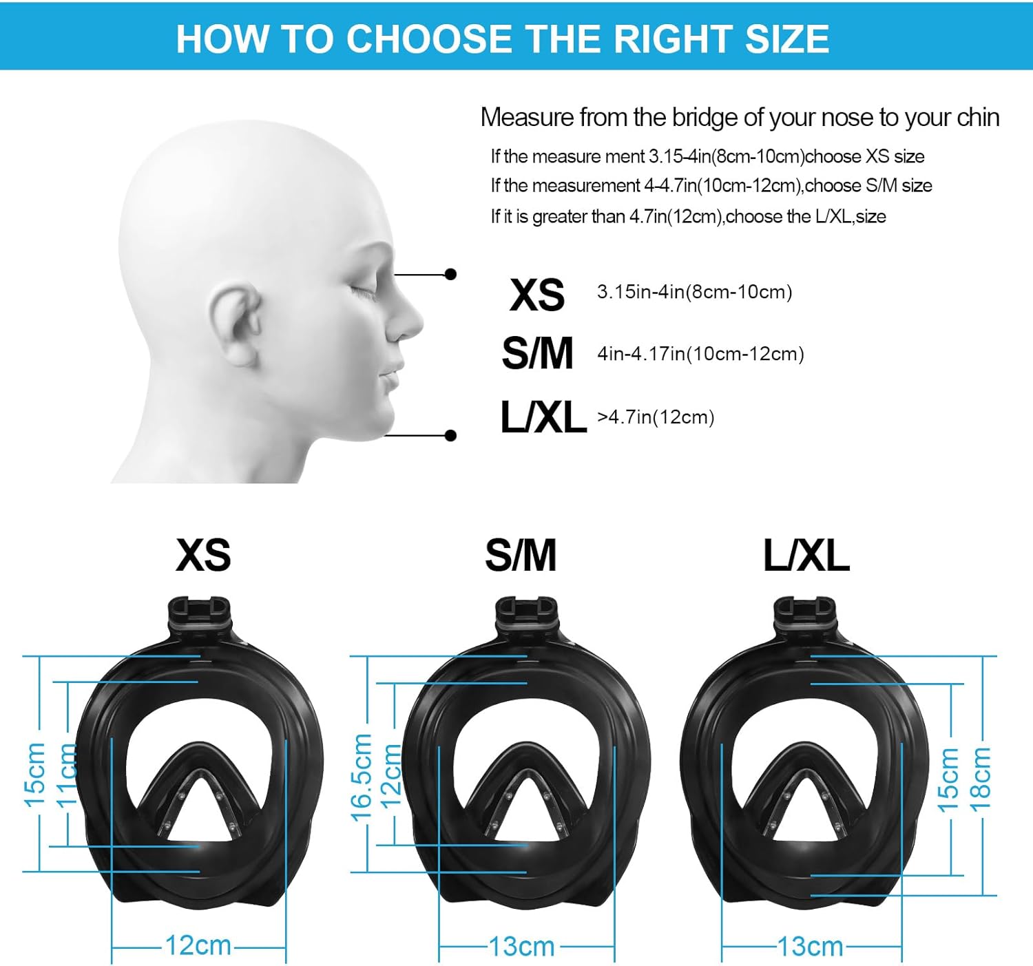 Detalle de Jsdoin Full-Face Snorkel Mask 180° view 🤿