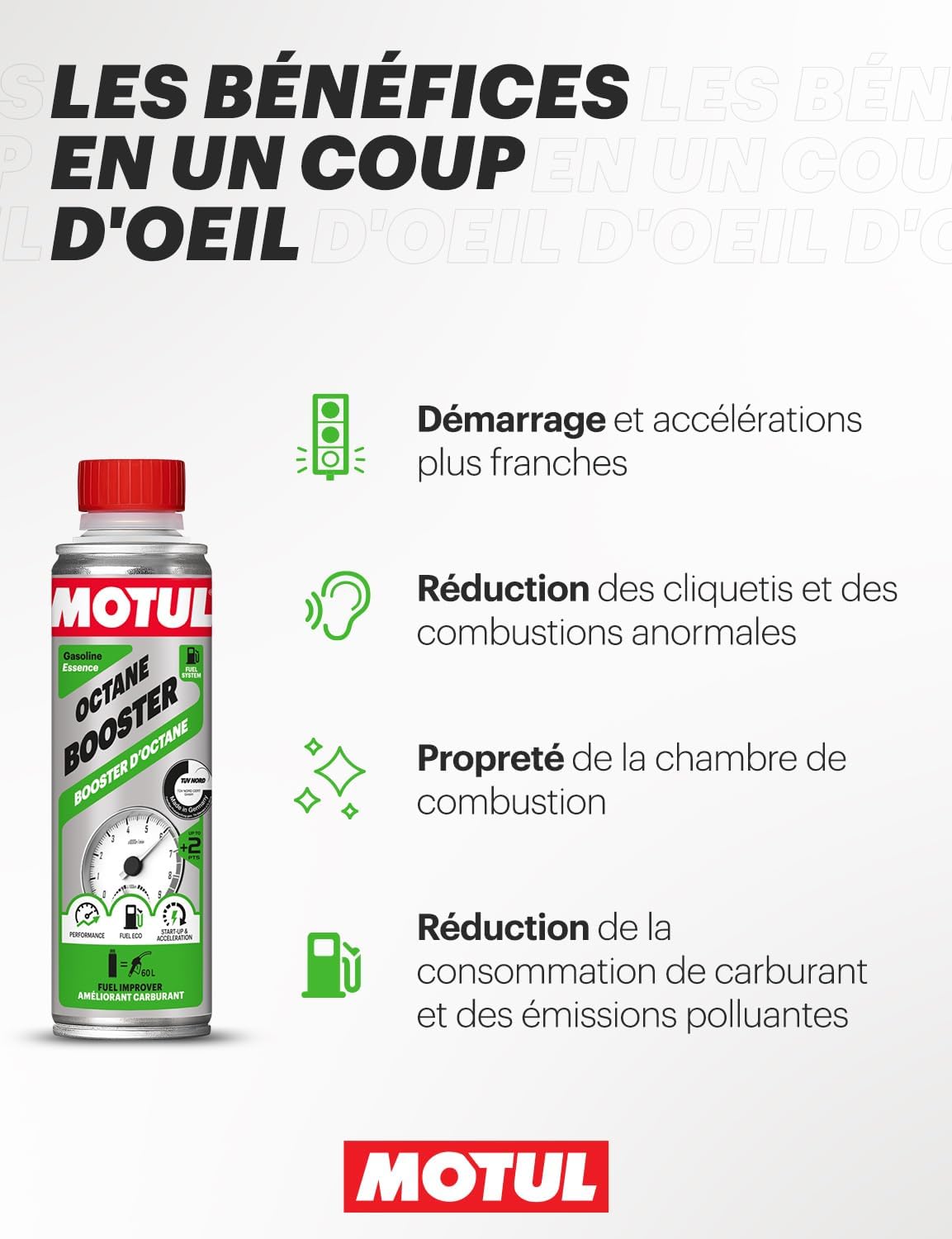 Detalle de Motul Booster d’indice d’octane essence – additif carburant 300 ml