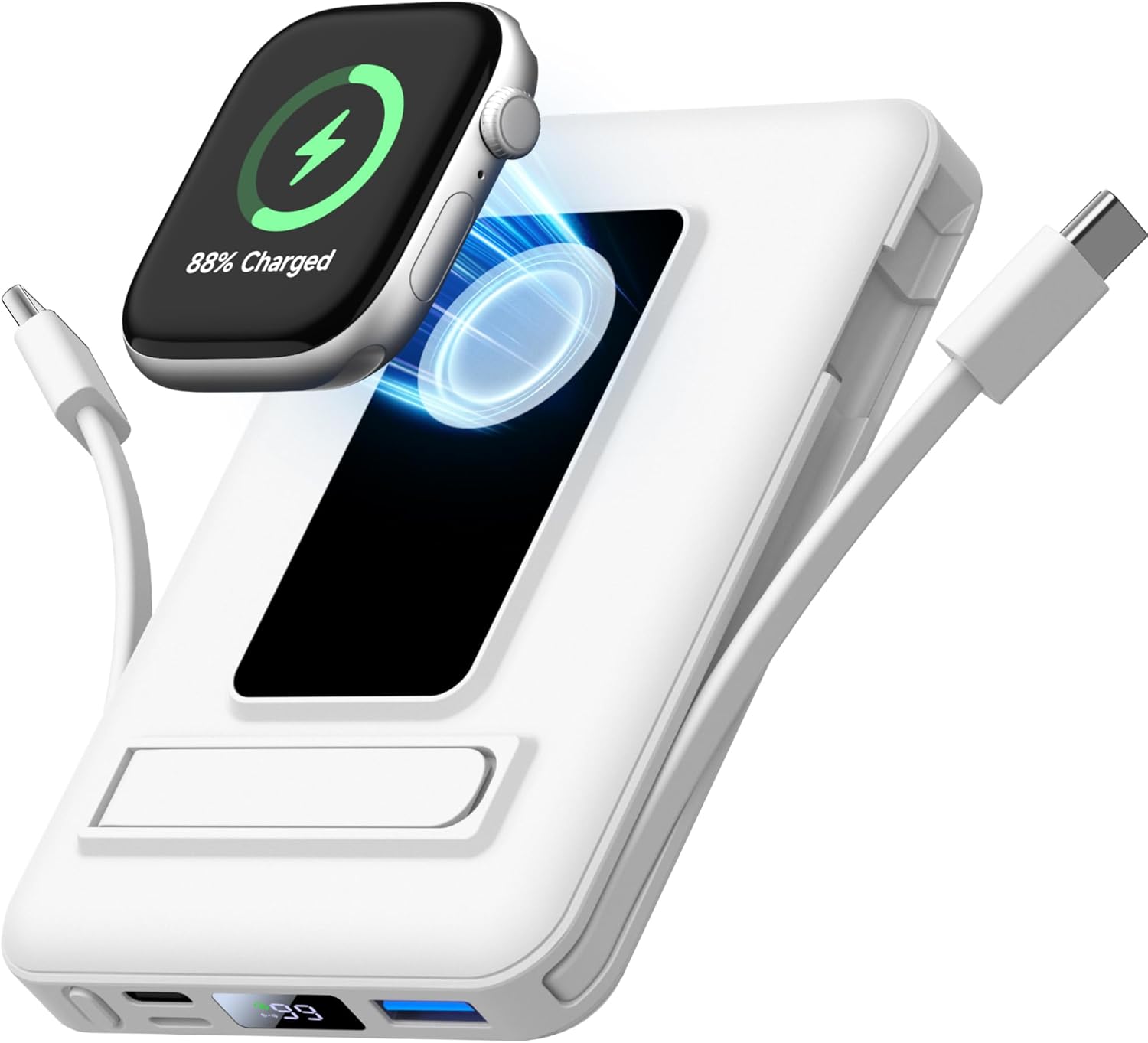 Detalle de Vexnara Power Bank iPhone 10000mAh con MagSafe: ricarica wireless 20W, supporto pieghevole e PD Quick Charge