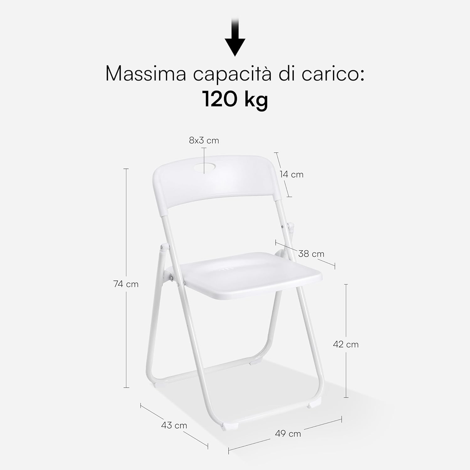 Thumbnail 2 de Baroni Home Set 4 Sedie Pieghevoli 74x43x49 cm