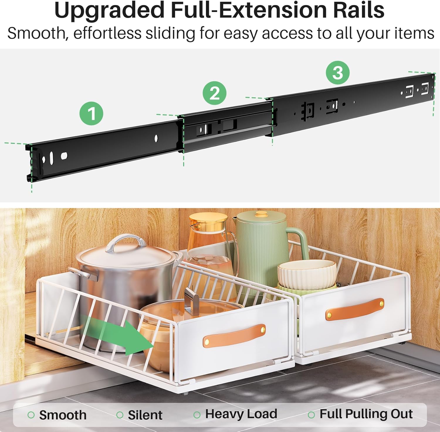 Detalle de Pull Out Cabinet Organizer with Adhesive Nano Film 🗂
