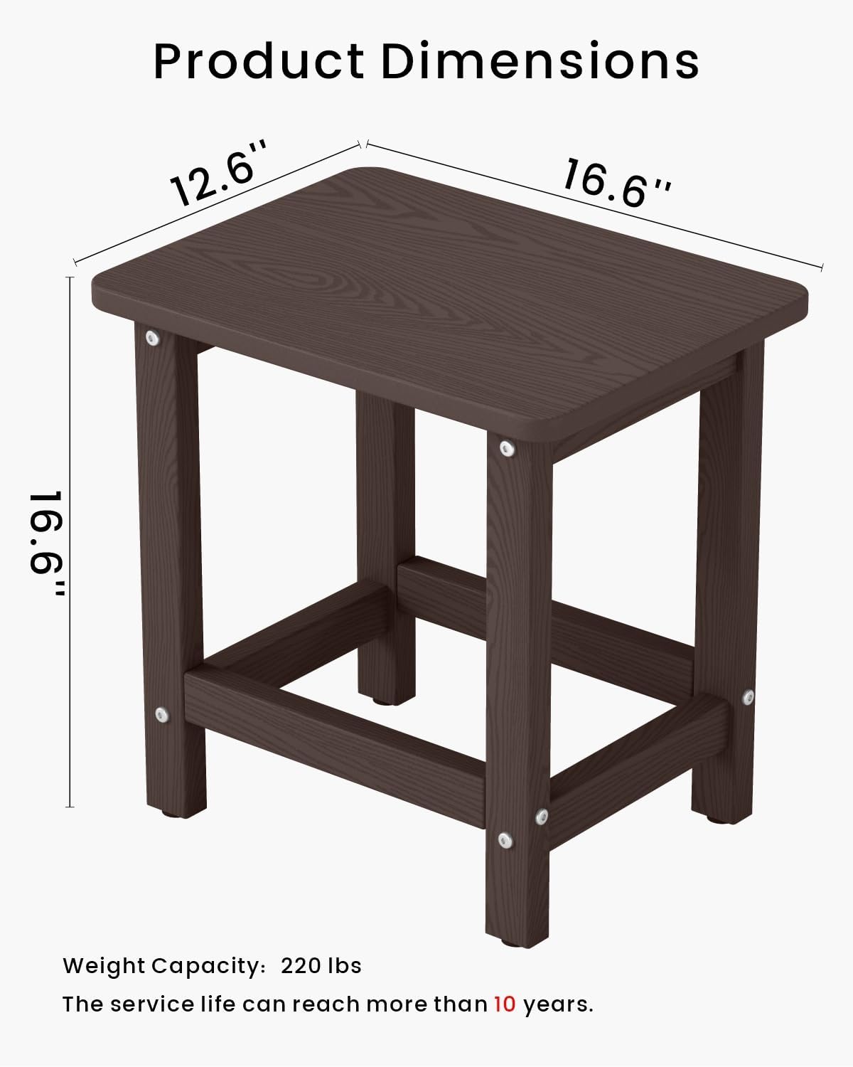 Thumbnail 2 de BIVODA YF-CJ-002-13 HDPE Outdoor Side Table, Coffee, Weather-Resistant