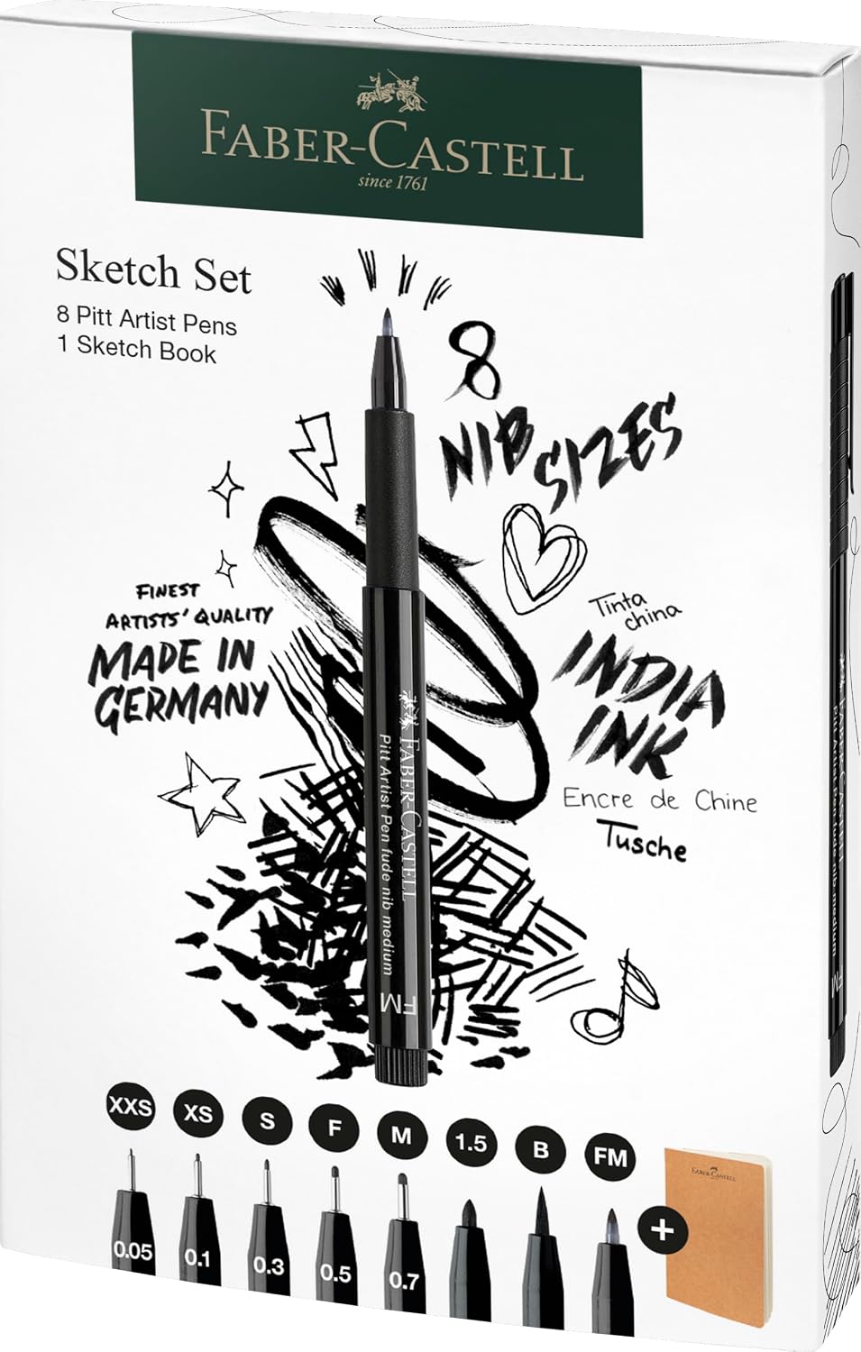 Detalle de Faber-Castell Sketch Set 9-teilig – skissset med skissbok och 8 pennor