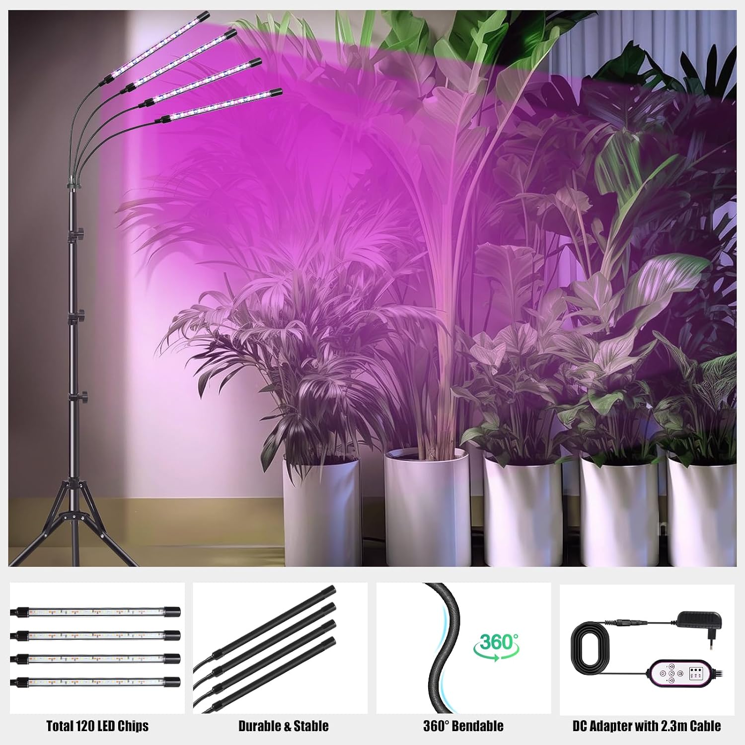 Thumbnail 6 de Railee Pflanzenlampe 120 LEDs Vollspektrum 🌱