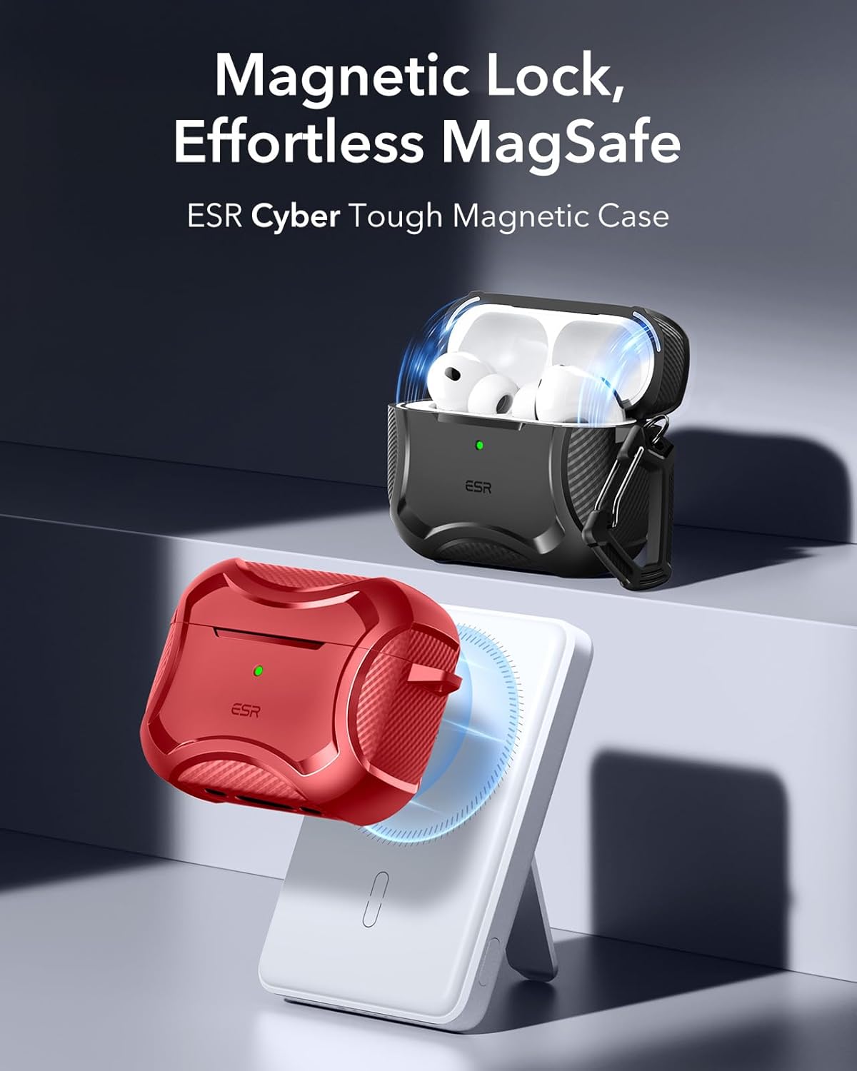 Thumbnail 2 de ESR Hülle für AirPods Pro 3 (2025) – MagSafe-kompatible, rotes Cyber-Case mit Magnetdeckel