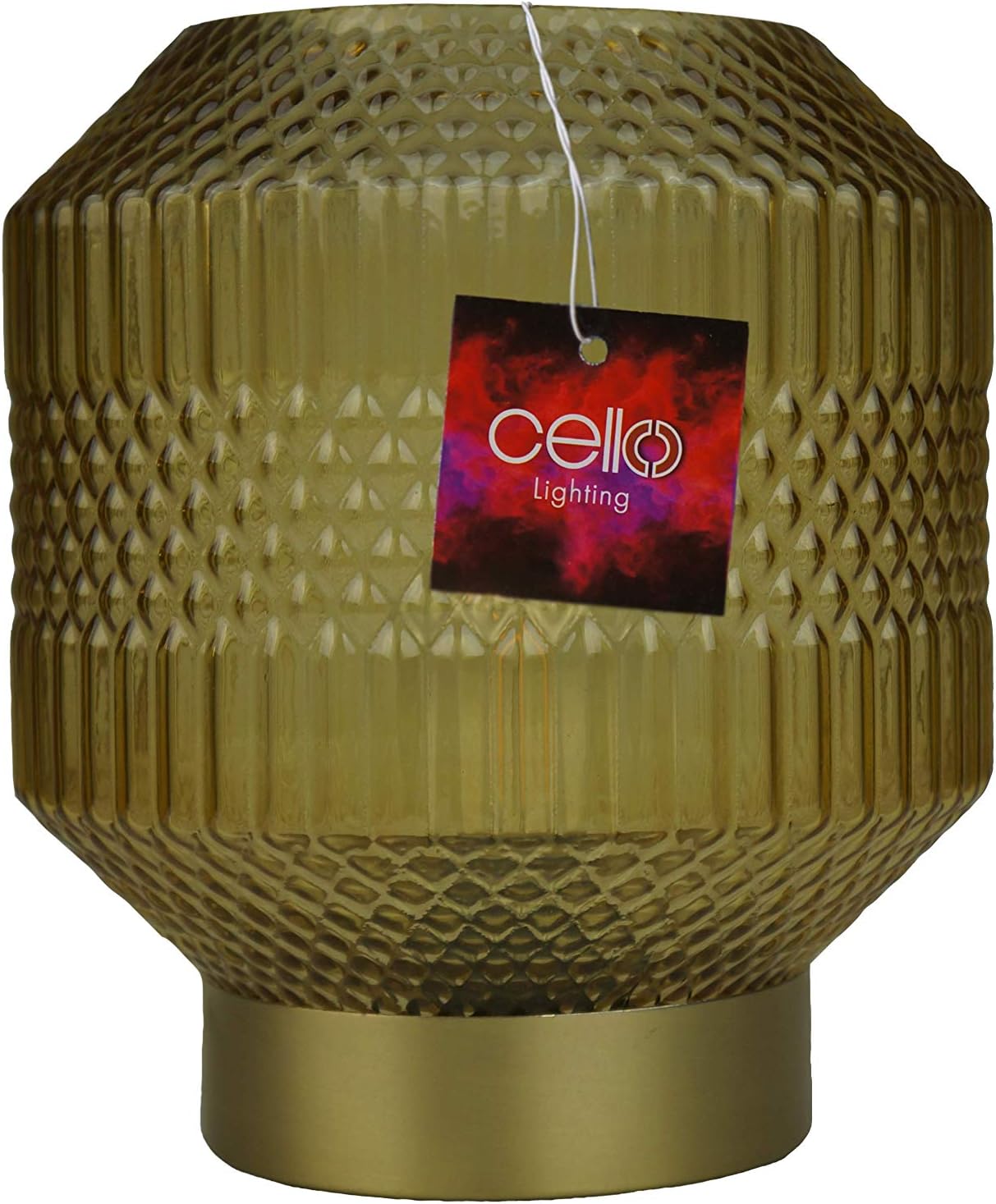 Thumbnail 4 de Cello Lighting Oriental Lantern Medium Amber Glass Cordless Table Lamp (Battery-Operated)