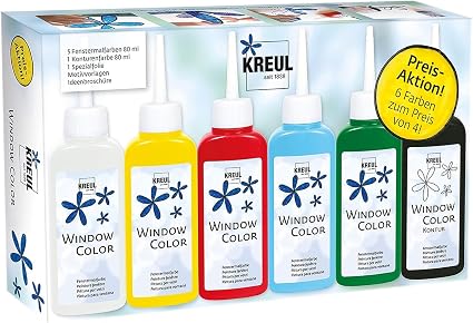 Detalle de KREUL 42847 Paint Set para Ventanas con Plantillas 🎨