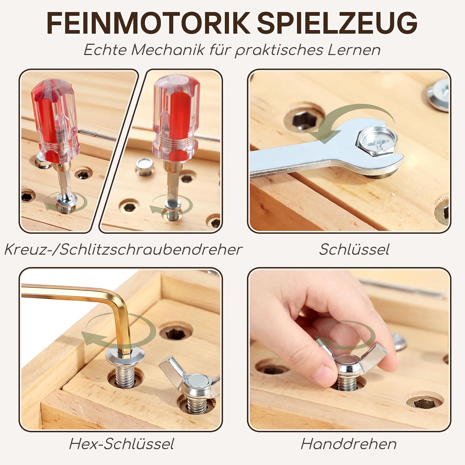 Detalle de Lehoo Castle Montessori Werkzeugkoffer – Motorik- und Entdeckungs-Spielzeug für Kinder ab 3 Jahren