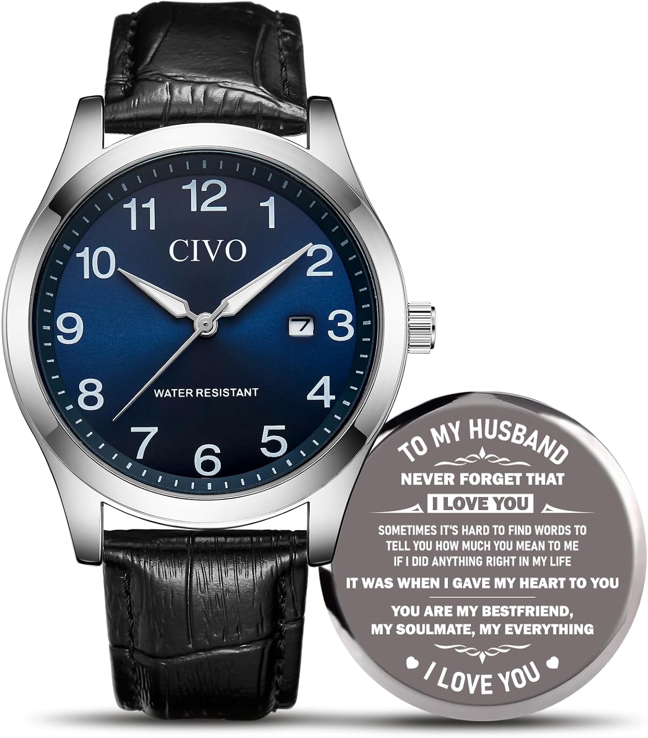 Detalle de CIVO Leicht Lesbar Herren-Uhr 40 mm – große Ziffern, Leuchtzeiger, Datum, 3ATM Wasserdicht