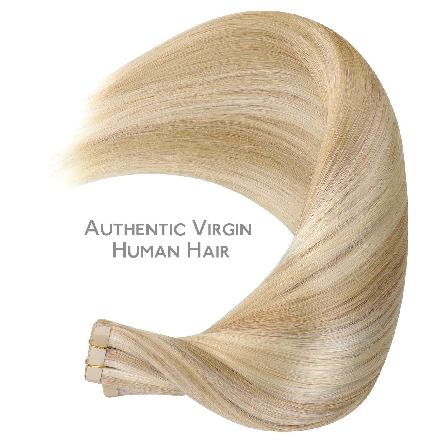 Detalle de WENNALIFE Tape-in Hair Extensions Human Hair, 40pcs 100g 22 inch Dirty Blonde Highlighted Bleach Blonde