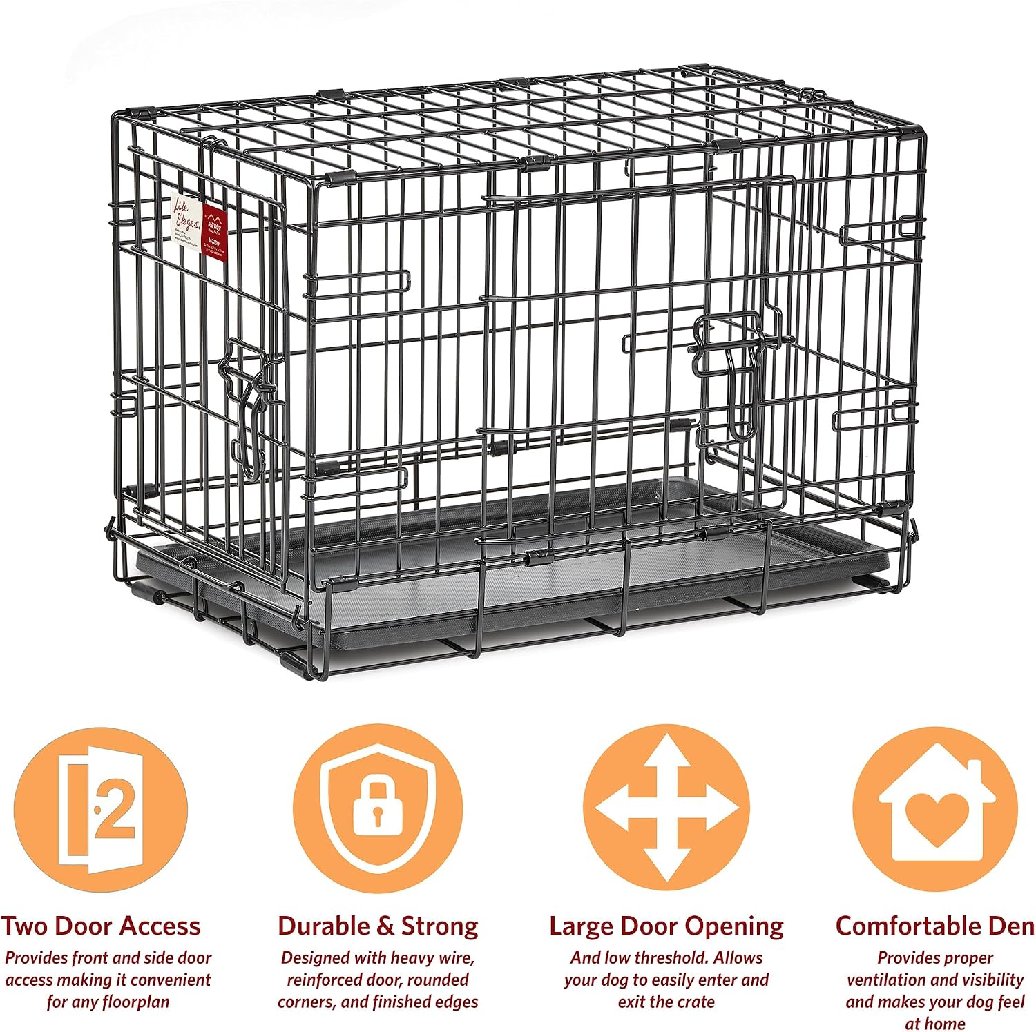 Detalle de MidWest Homes for Pets LifeStages XS 22-Inch Folding Dog Crate, Double Door
