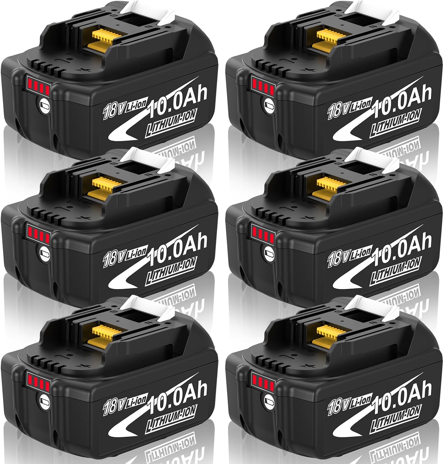 6x10,0Ah Ersatzakku für Makita 18V – kompatibel mit BL1860B, BL1850B, BL1840 und mehr