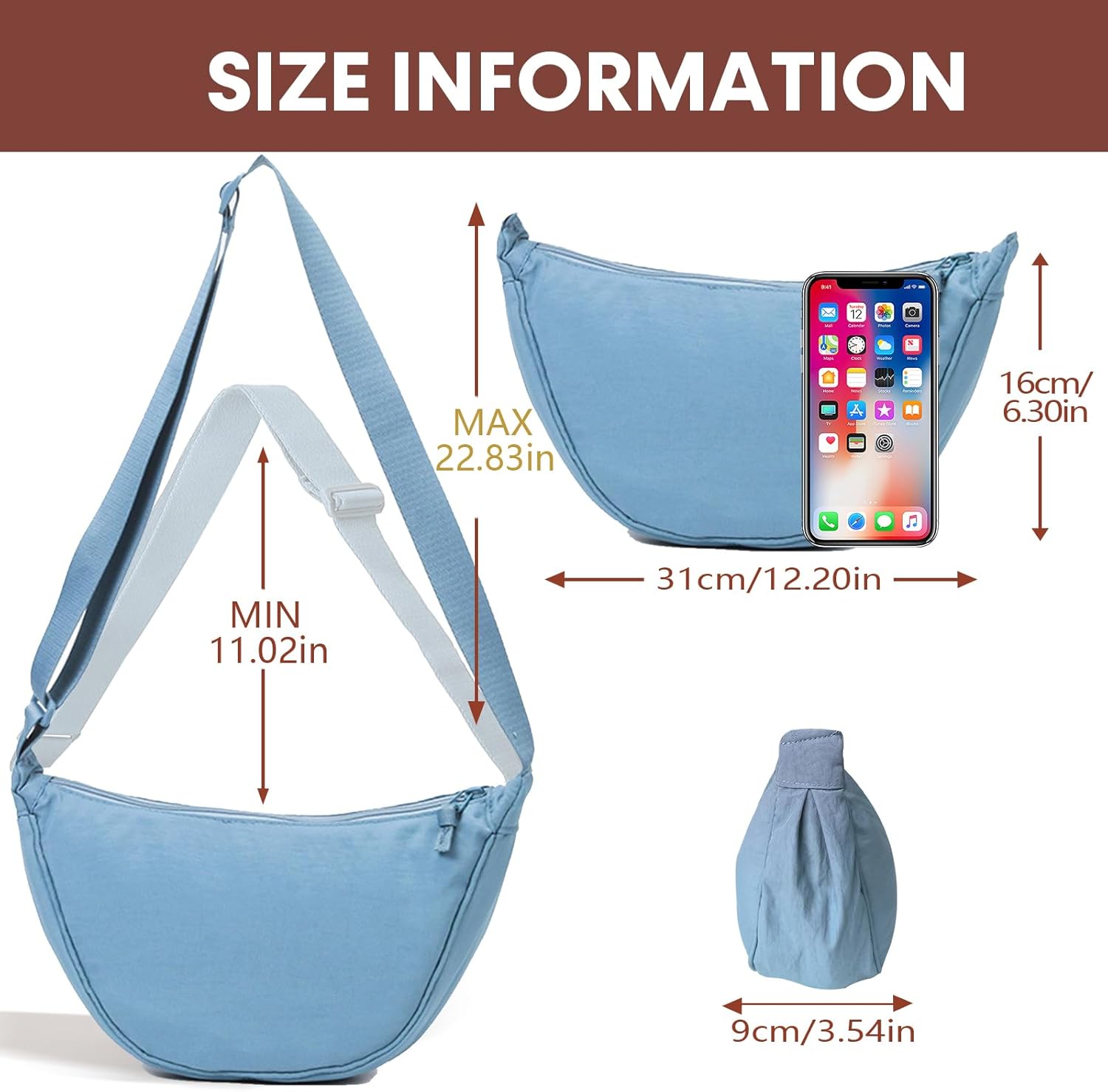 Thumbnail 2 de LOCCY Crescent Bag for Women: Nylon Crossbody with Adjustable Strap