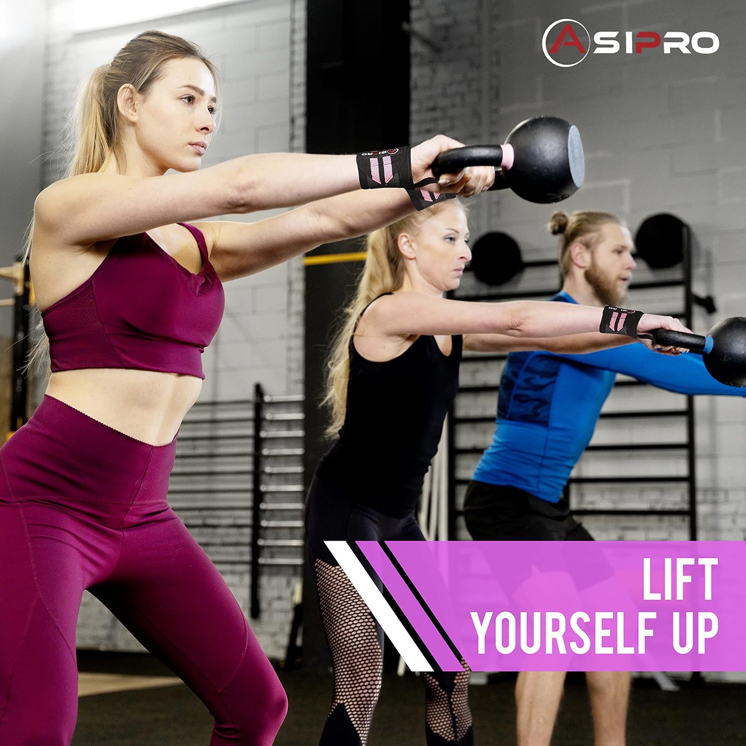Detalle de ASIPRO Zwart en Roze Cotton Weightlifting Wrist Wraps, One Size, 2-Piece