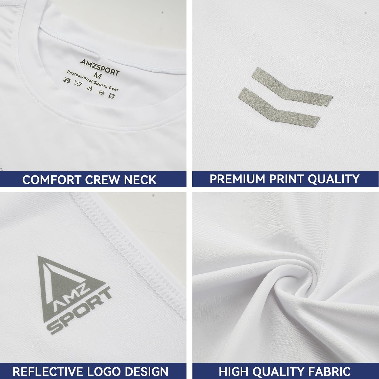 Detalle de AMZSPORT Chemise de compression à manches courtes pour hommes – séchage rapide et tissu respirant