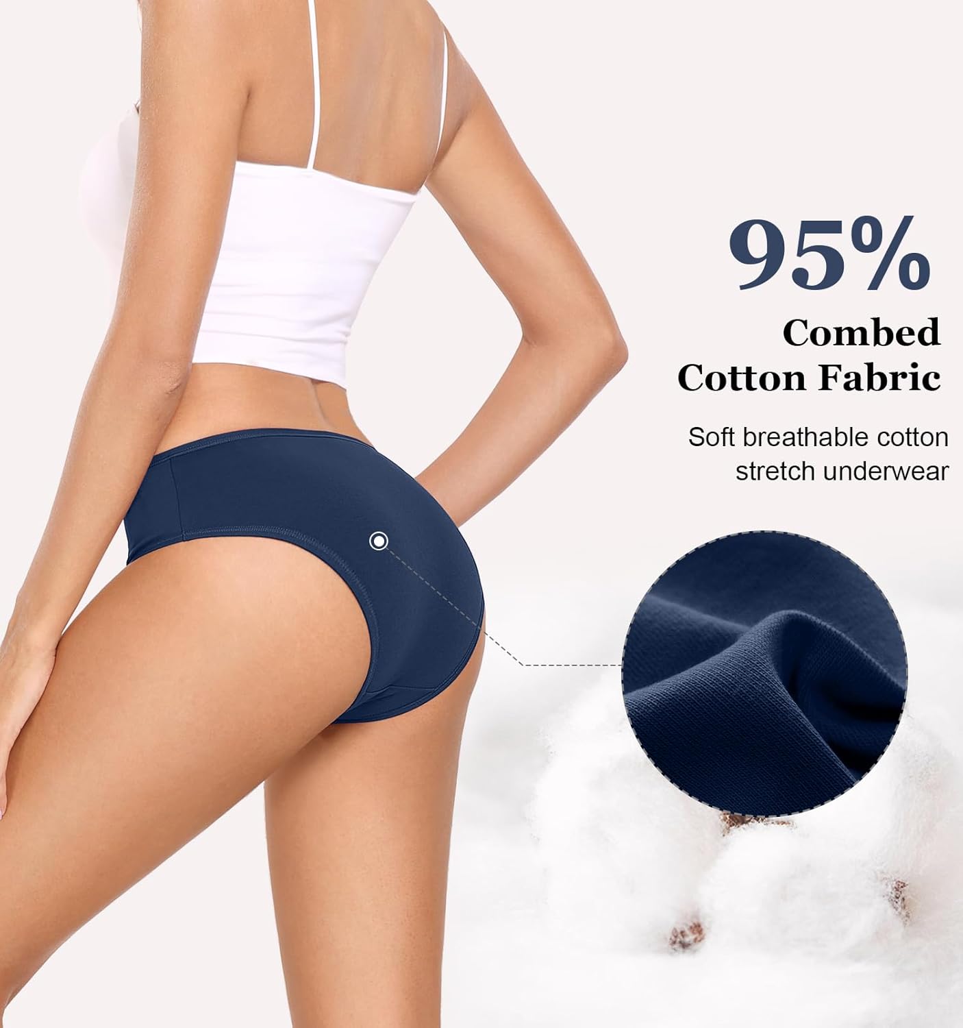 Detalle de Coskefy Underwear Women: 6-Pack Cotton Knickers for Everyday Comfort