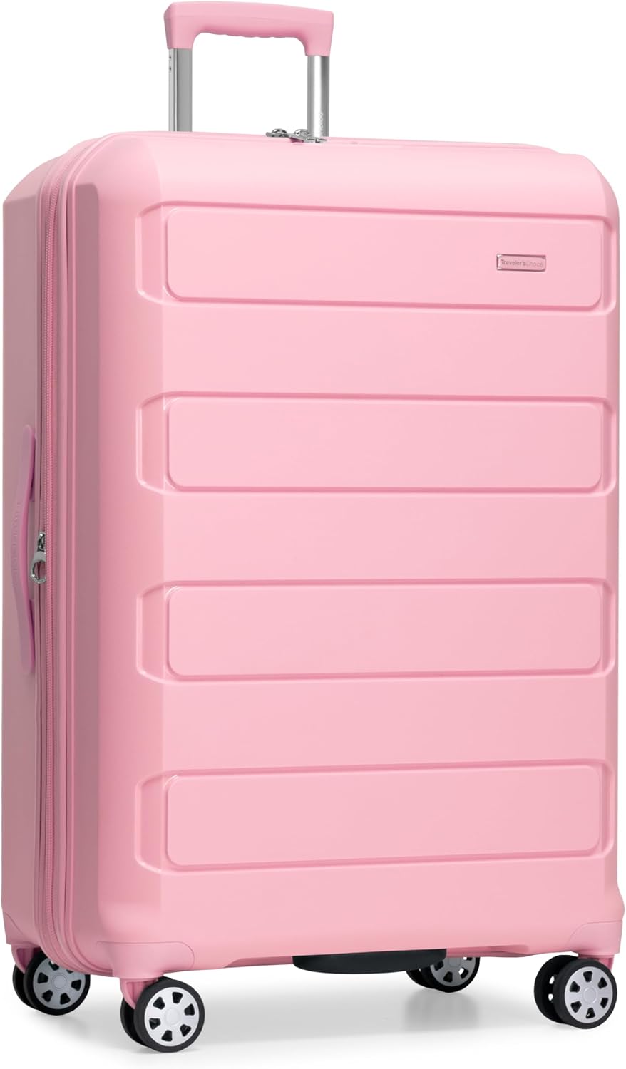 Detalle de Traveler’s Choice Pagosa 26-Inch Hardshell Expandable Spinner Luggage (Pink)