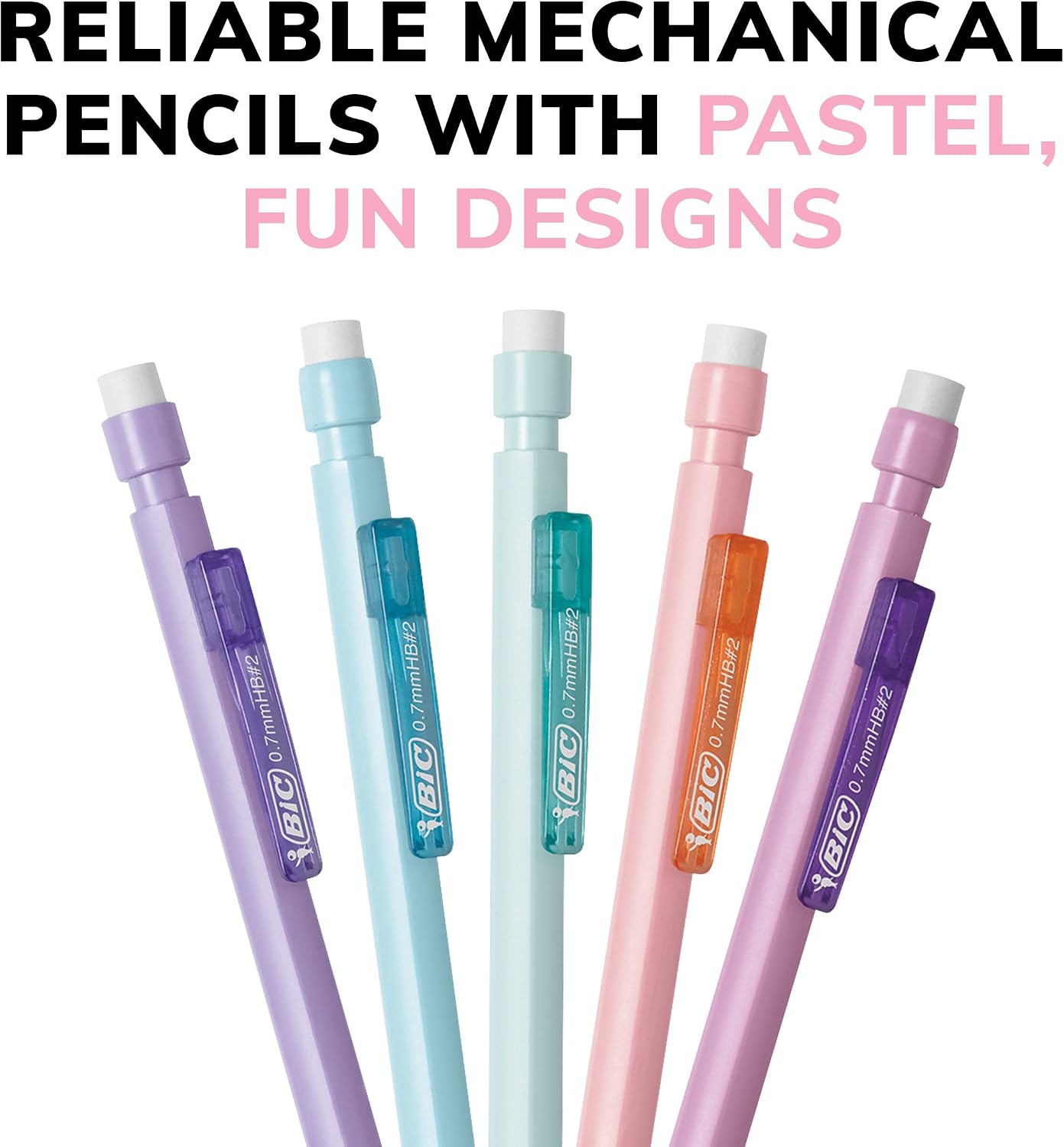 Detalle 2 de BIC Xtra-Smooth Pastel Mechanical Pencils, 0.7mm, 24-Count