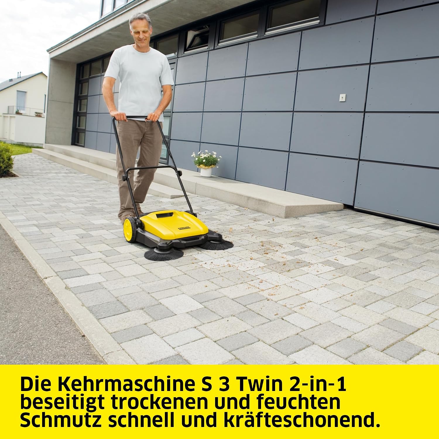 Detalle de Kärcher Kehrmaschine S 3 Twin 2-in-1 – 650 mm Arbeitsbreite, 16 l Kehrgutbehälter