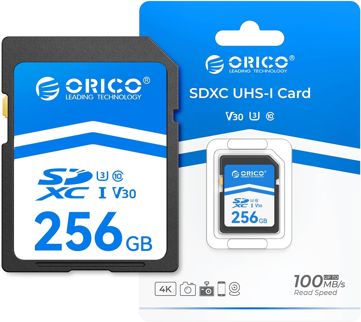 Detalle 2 de ORICO SD Karte 256GB UHS-I, C10, U3, V30 – robuste SDXC Speicherkarte für DSLR und spiegellose Kameras