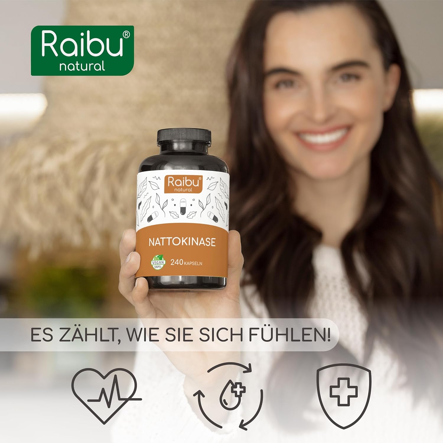 Detalle de Nattokinase Kapseln Premium – 240 Kapseln, 100 mg (2.000 FU) pro Kapsel, 8 Monate Vorrat, vegan & laborgeprüft
