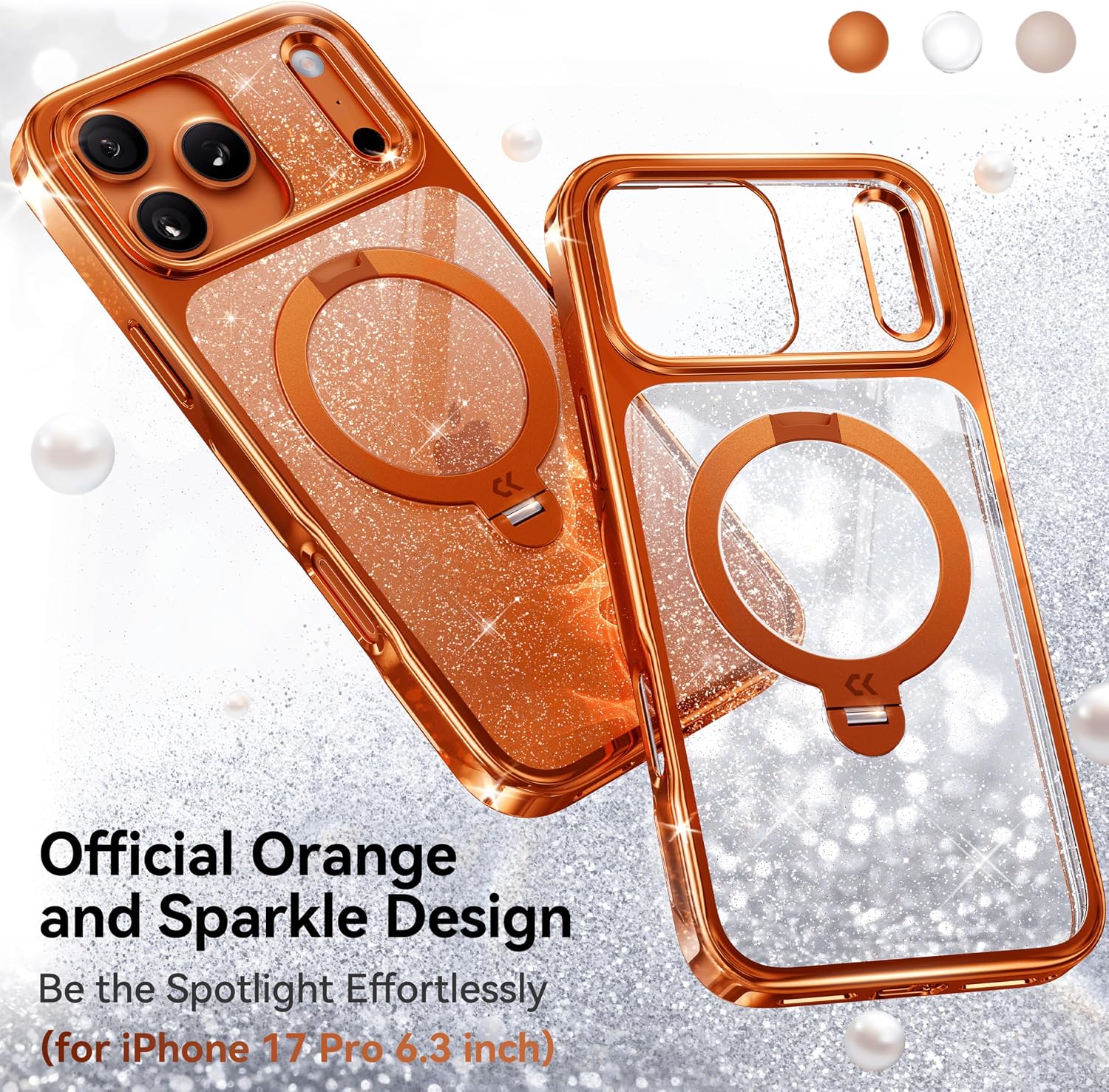 Detalle 2 de CASEKOO Pearl Sparkle 17 Pro Case with Stand