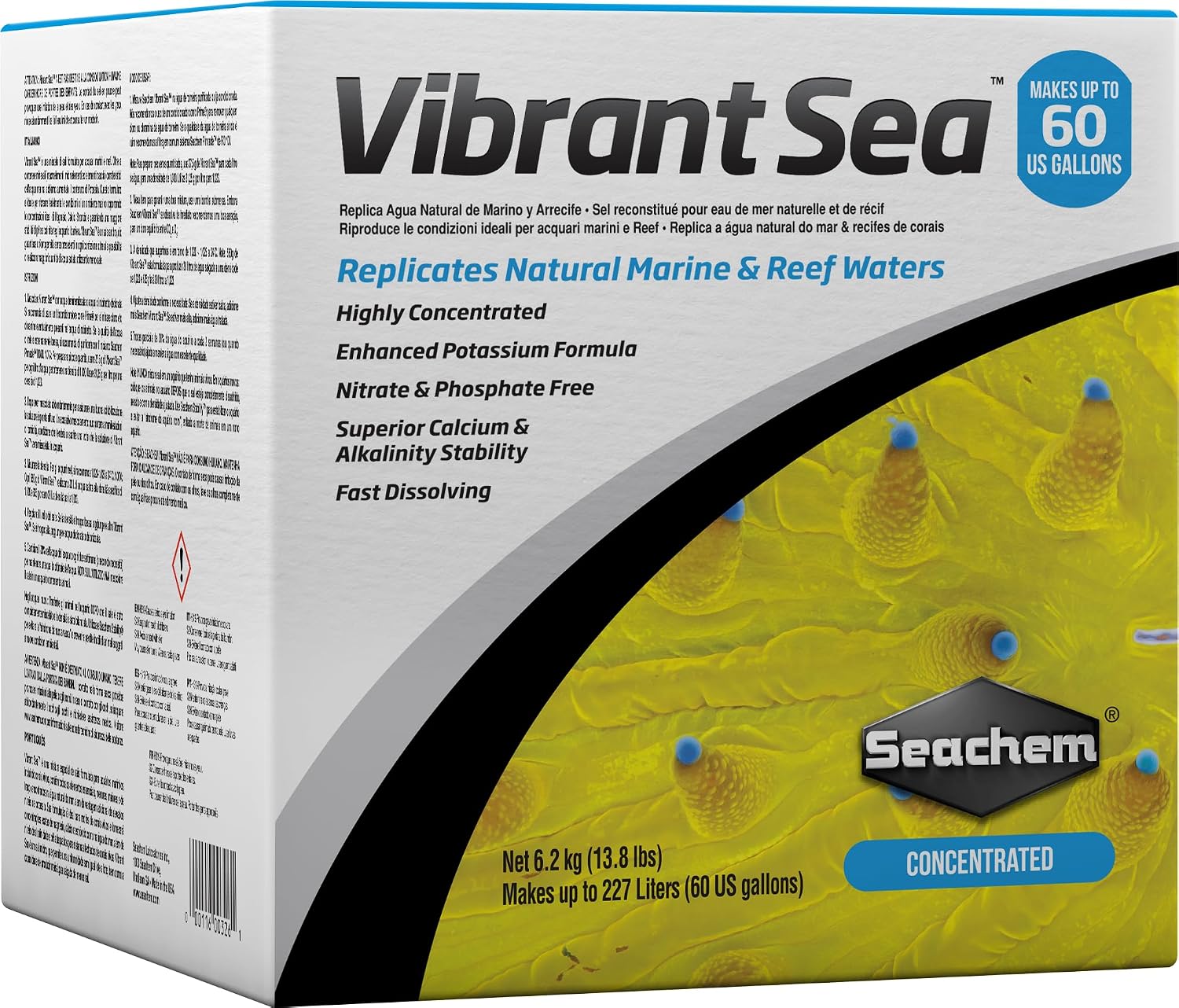 Detalle de Seachem Vibrant Sea – skoncentrowana sól morska do akwarium rafowego, 60 l