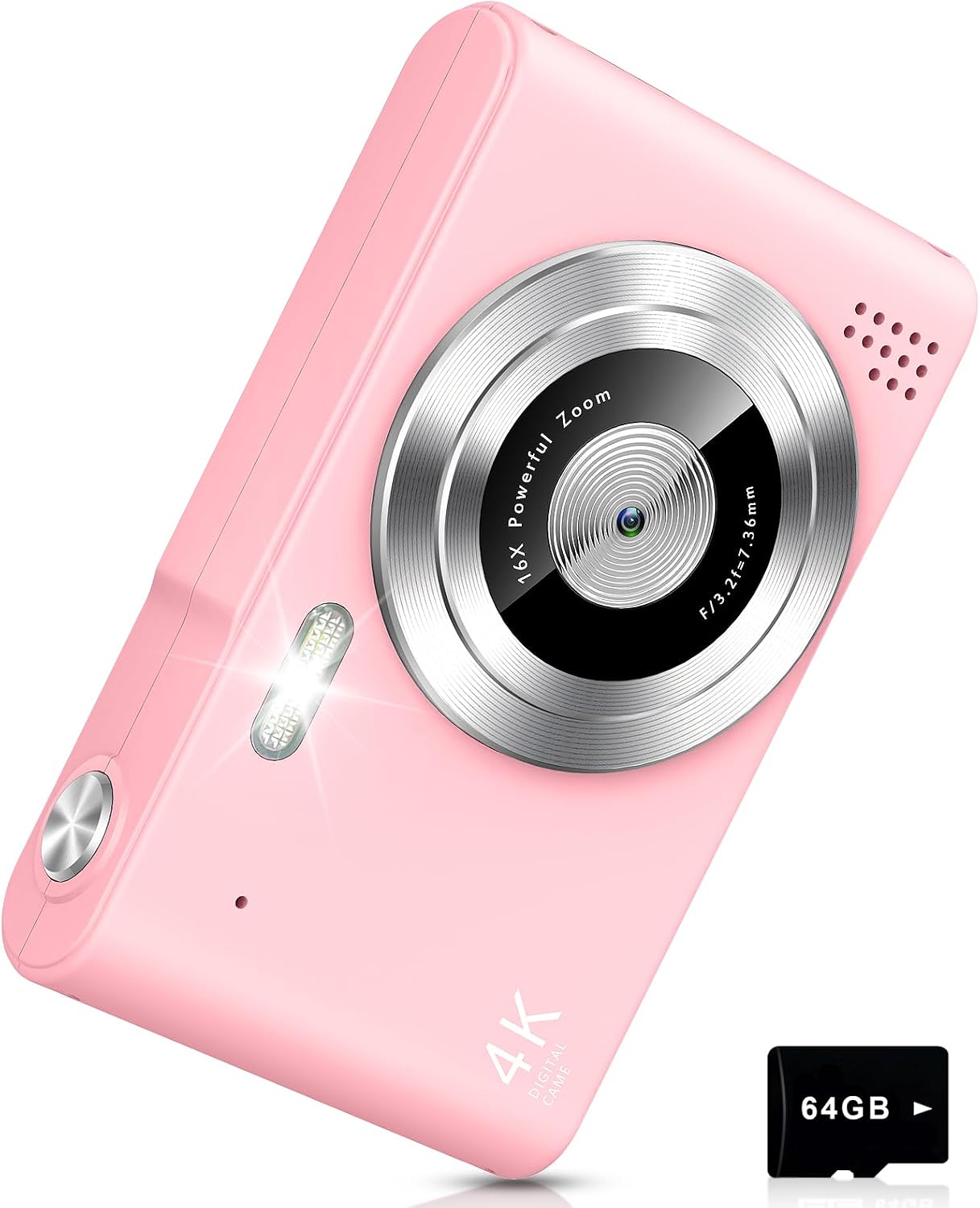 Detalle de ocxu H15 Kids’ Digital Camera, 48MP, 16X Digital Zoom, Pink