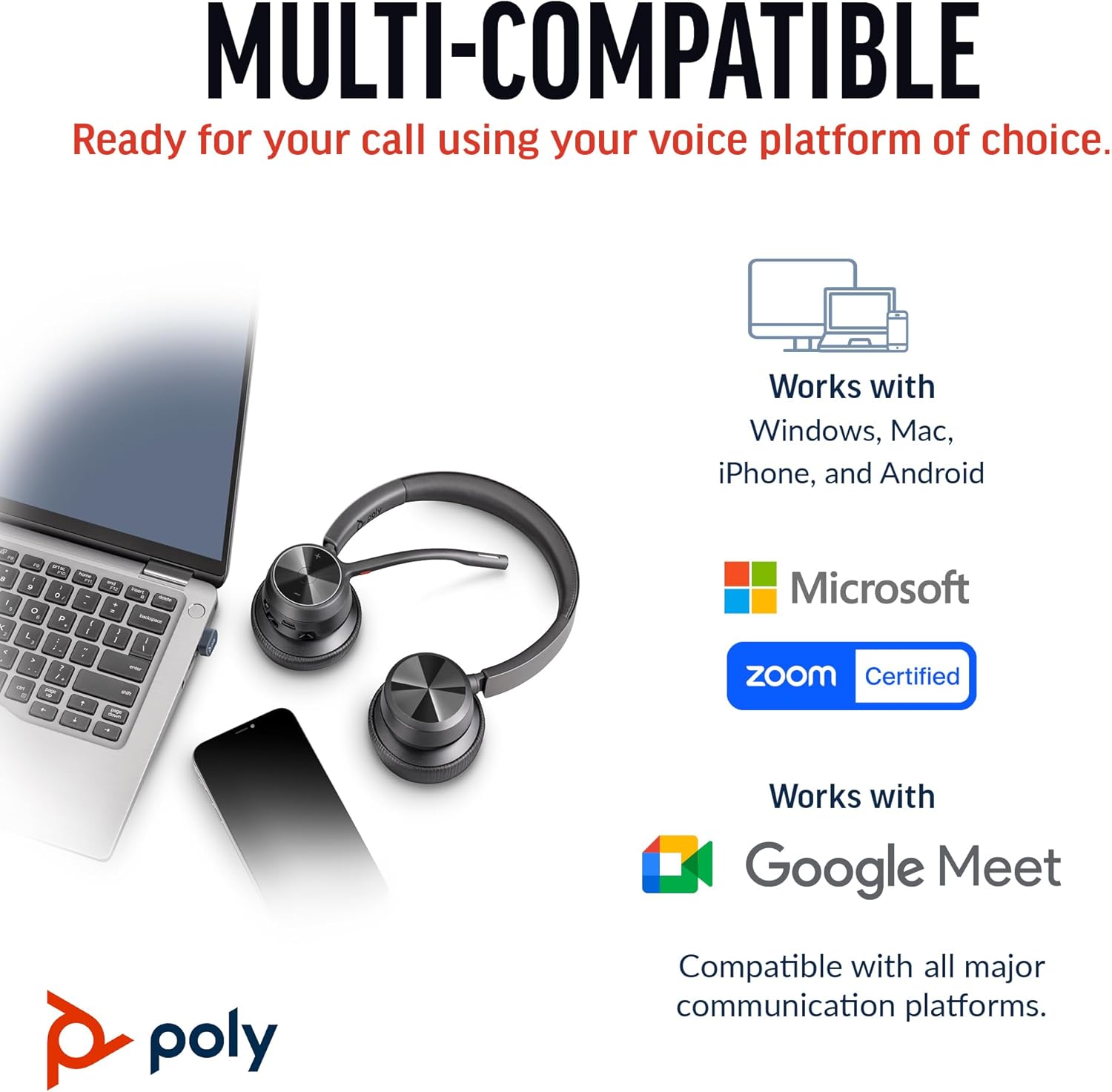 Thumbnail 5 de POLY Voyager 4320 UC (BT700 USB‑C) cuffia senza fili con Bluetooth 5.1, cancellazione del rumore e autonomia fino a 24 ore