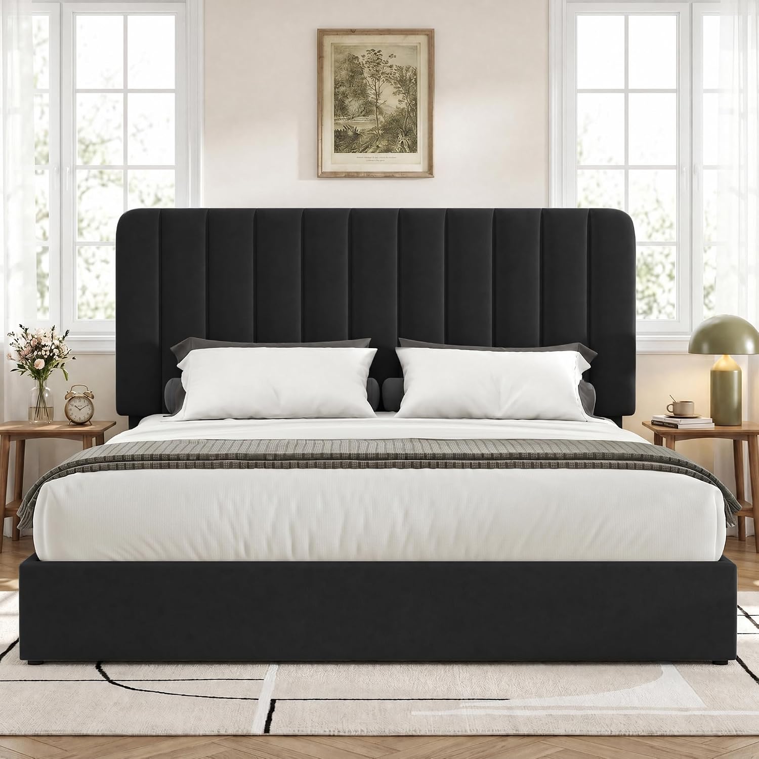 Detalle de VECELO Upholstered Bed Frame, Full Size