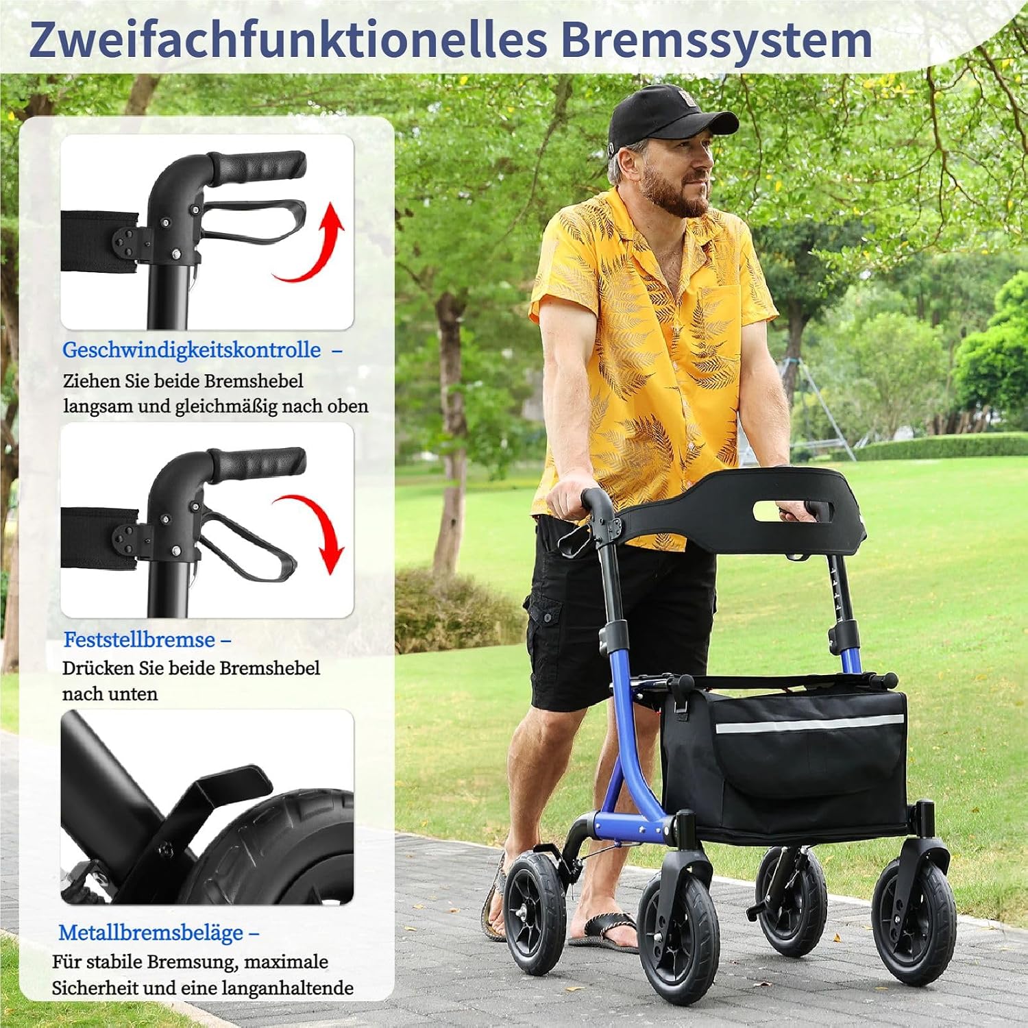 Thumbnail 1 de MAXWALK Rollator Faltbar und Leicht mit Sitz – Geländegängige Mobilität mit integrierter Bremszugführung