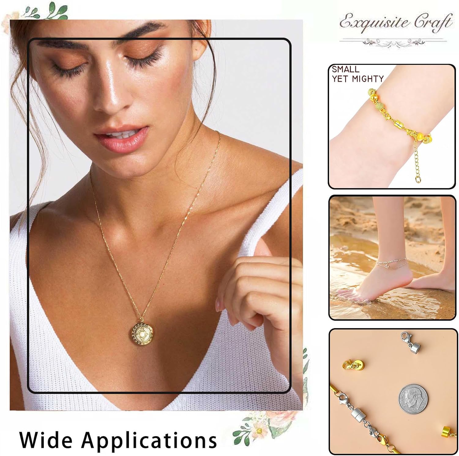 Detalle 2 de OHINGLT 6Y6J Magnetic Necklace Clasps, Brass Double Lobster Closures, 12-Piece Set