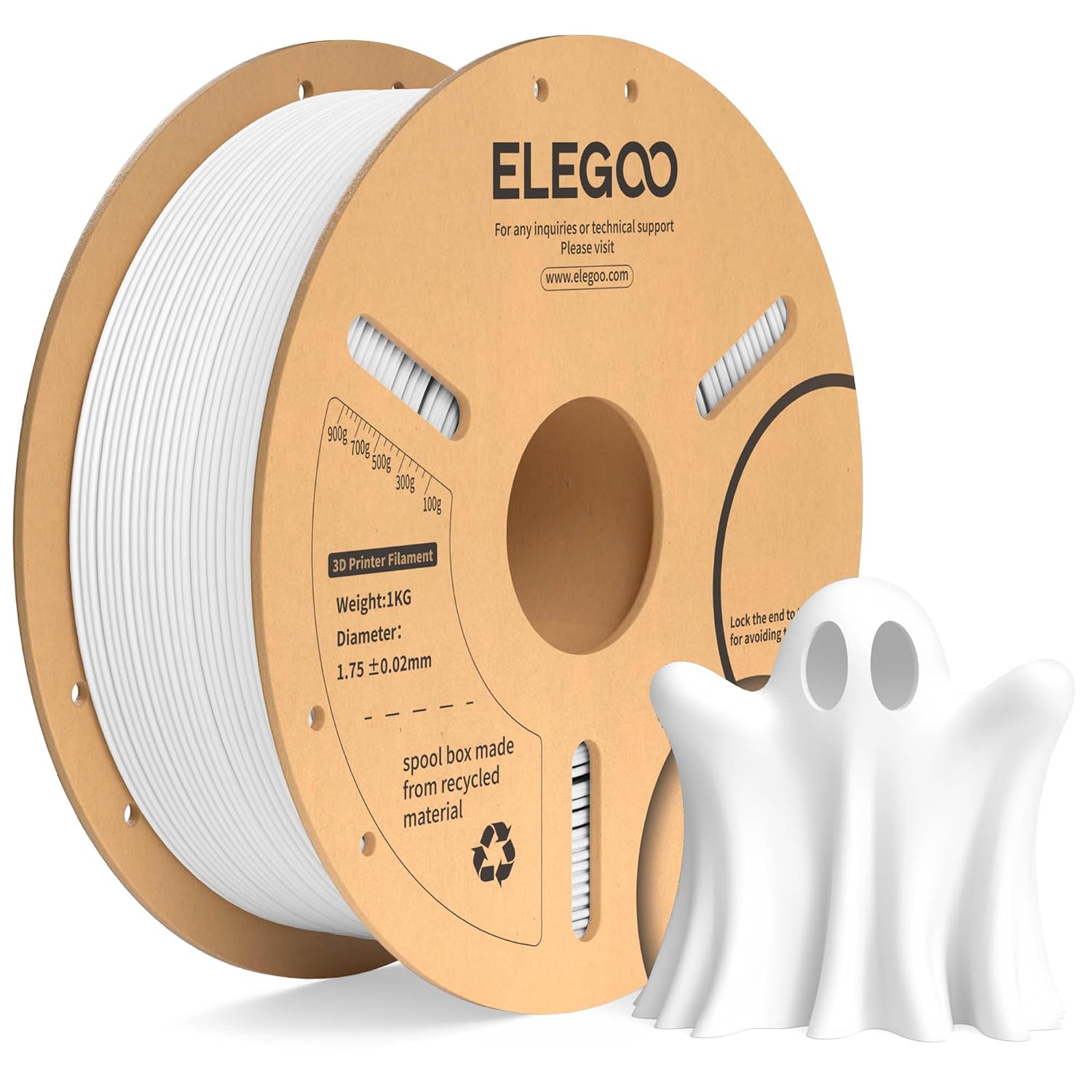 Detalle de ELEGOO PLA+ 1KG Filament White 1.75mm