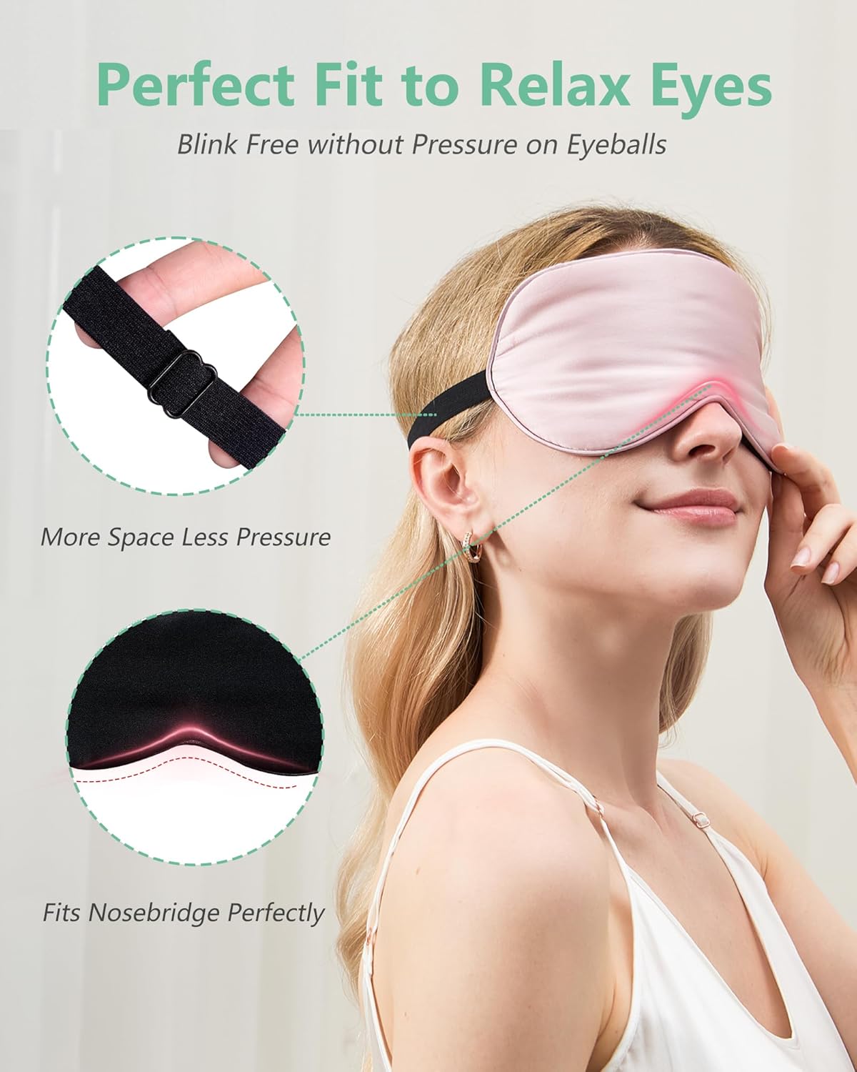 Thumbnail 2 de BeeVines 100% Mulberry Silk Sleep Mask 2-Pack: Adjustable, Light-Blocking Eye Masks for Travel and Sleep