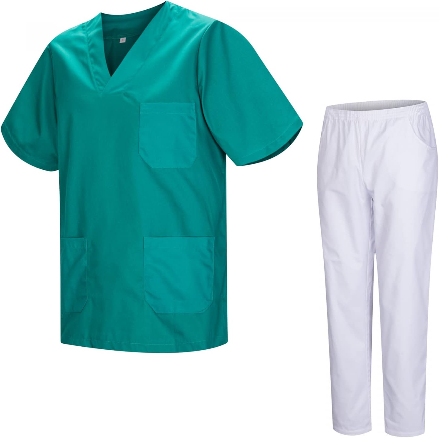 Thumbnail 6 de MISEMIYA uniforme sanitario unisex con chaqueta de manga corta y pantalón blanco (talla 3XL)