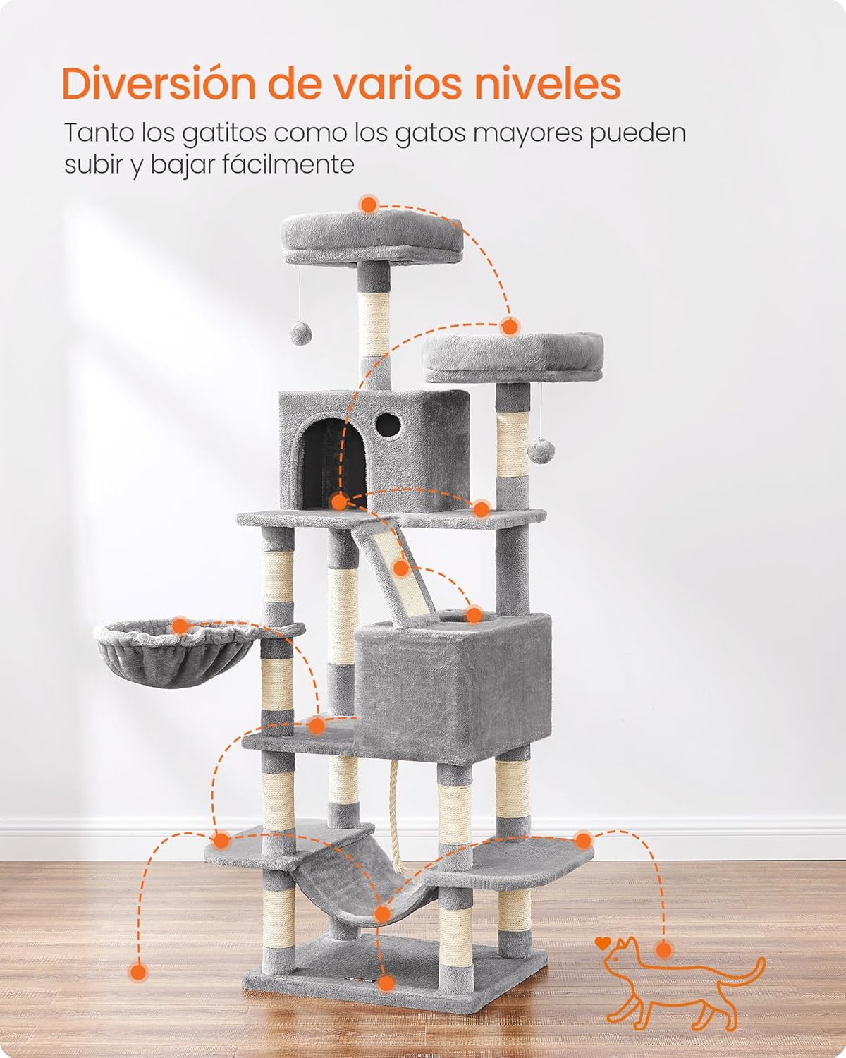 Detalle de Feandrea PCT165W01 Árbol para gatos 168 cm