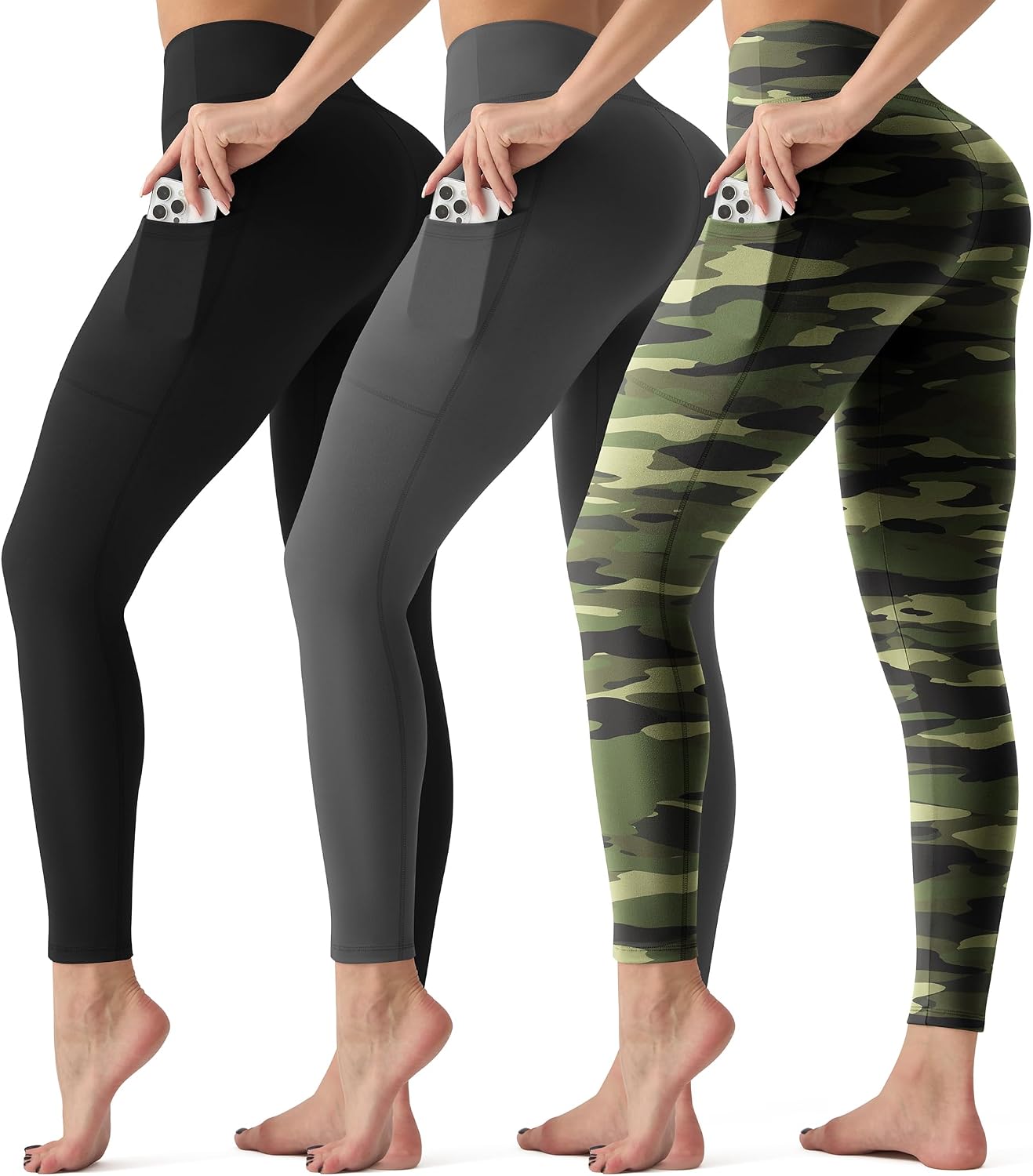Detalle de GYMGUN Women's Leggings with Pockets, 3-Pack