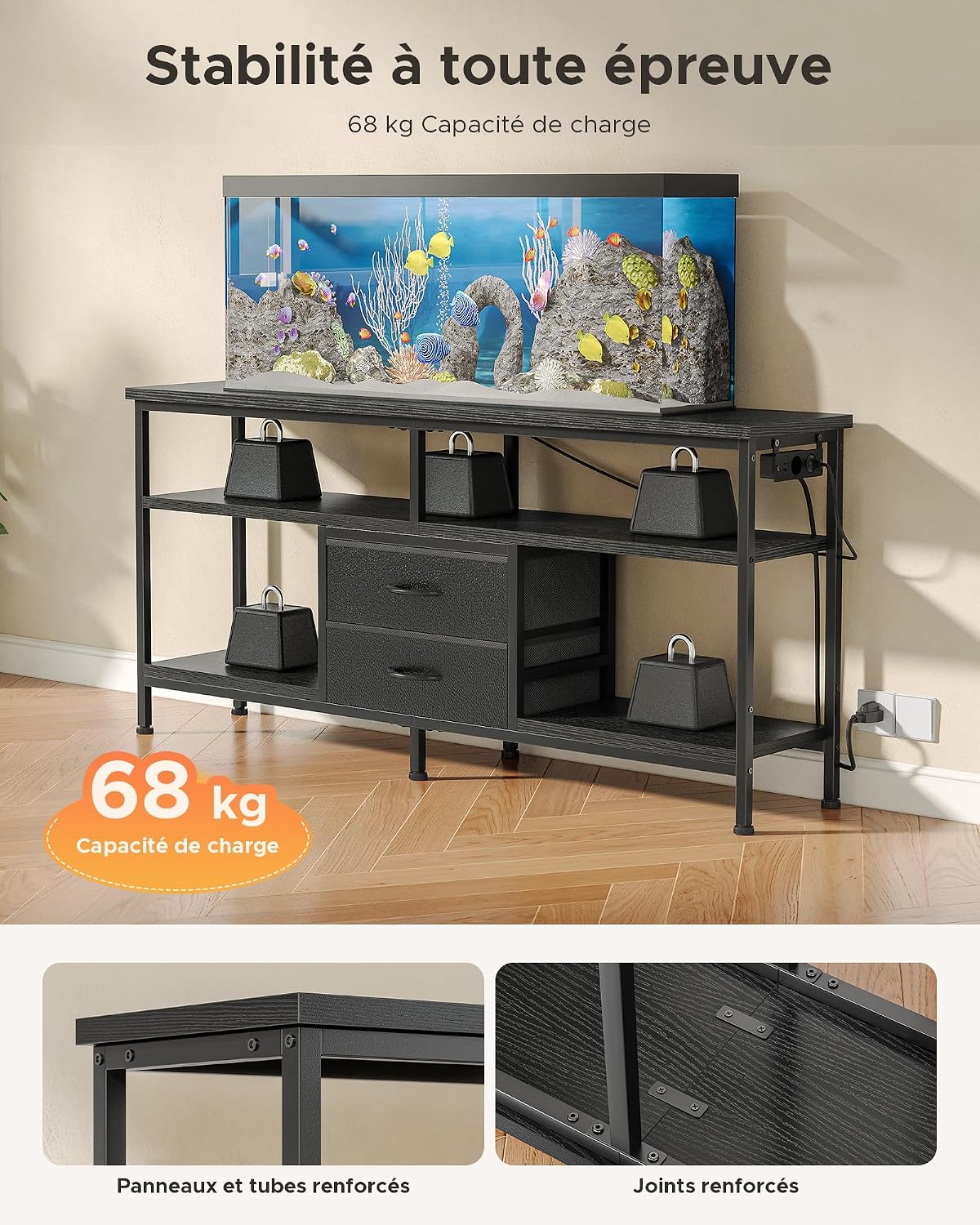 Thumbnail 5 de CO-Z Meuble TV 140 cm — Éclairage LED, hub USB et étagères ouvertes