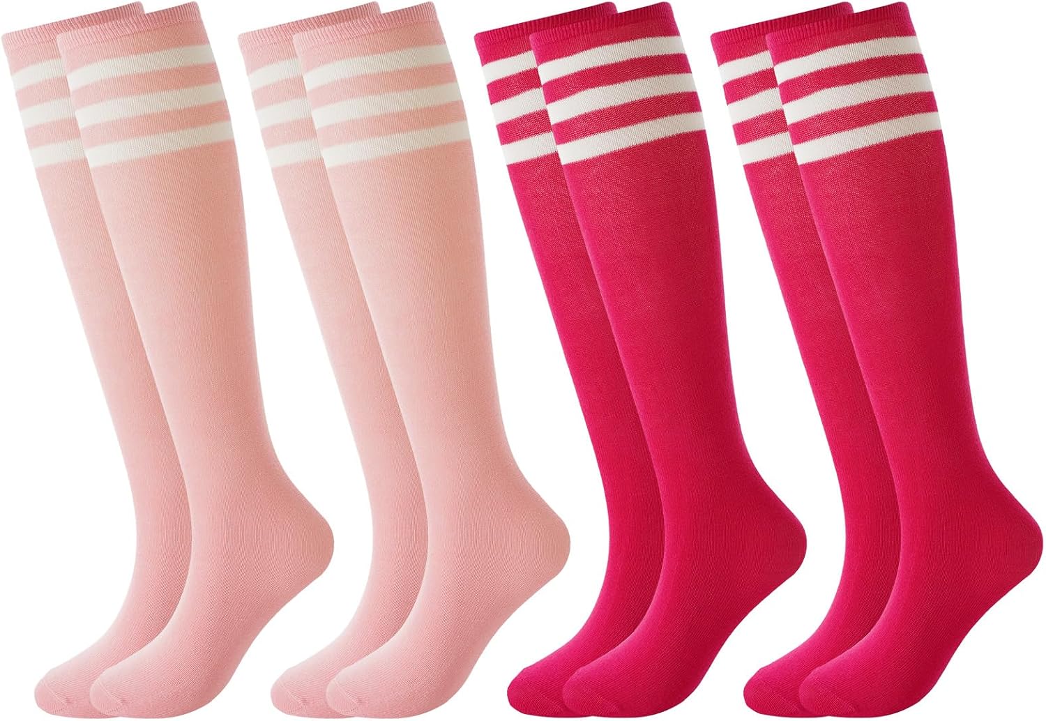 Detalle de BONANGEL 4 Pairs Kids Football Socks – Knee-High Cotton Sports Socks for Boys & Girls