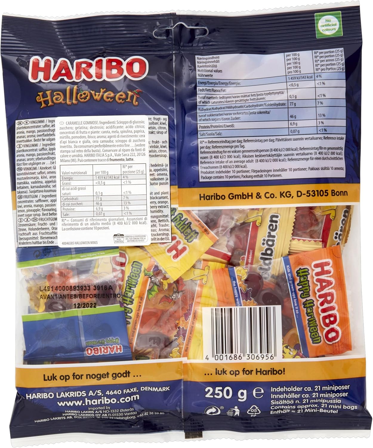 Thumbnail 1 de Haribo Halloween Multipack con 20 mini bustine di caramelle gommose al gusto frutta (250 g)