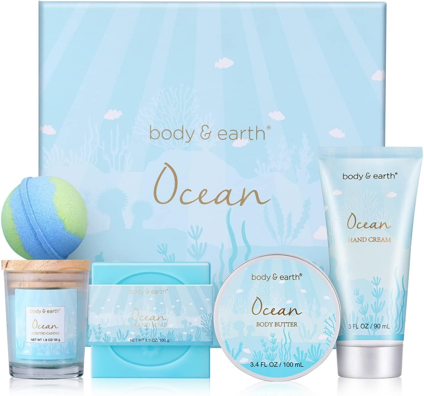 Detalle de BODY & EARTH Set Regalo Donna Oceano – 5 Pezzi per la Cura della Pelle