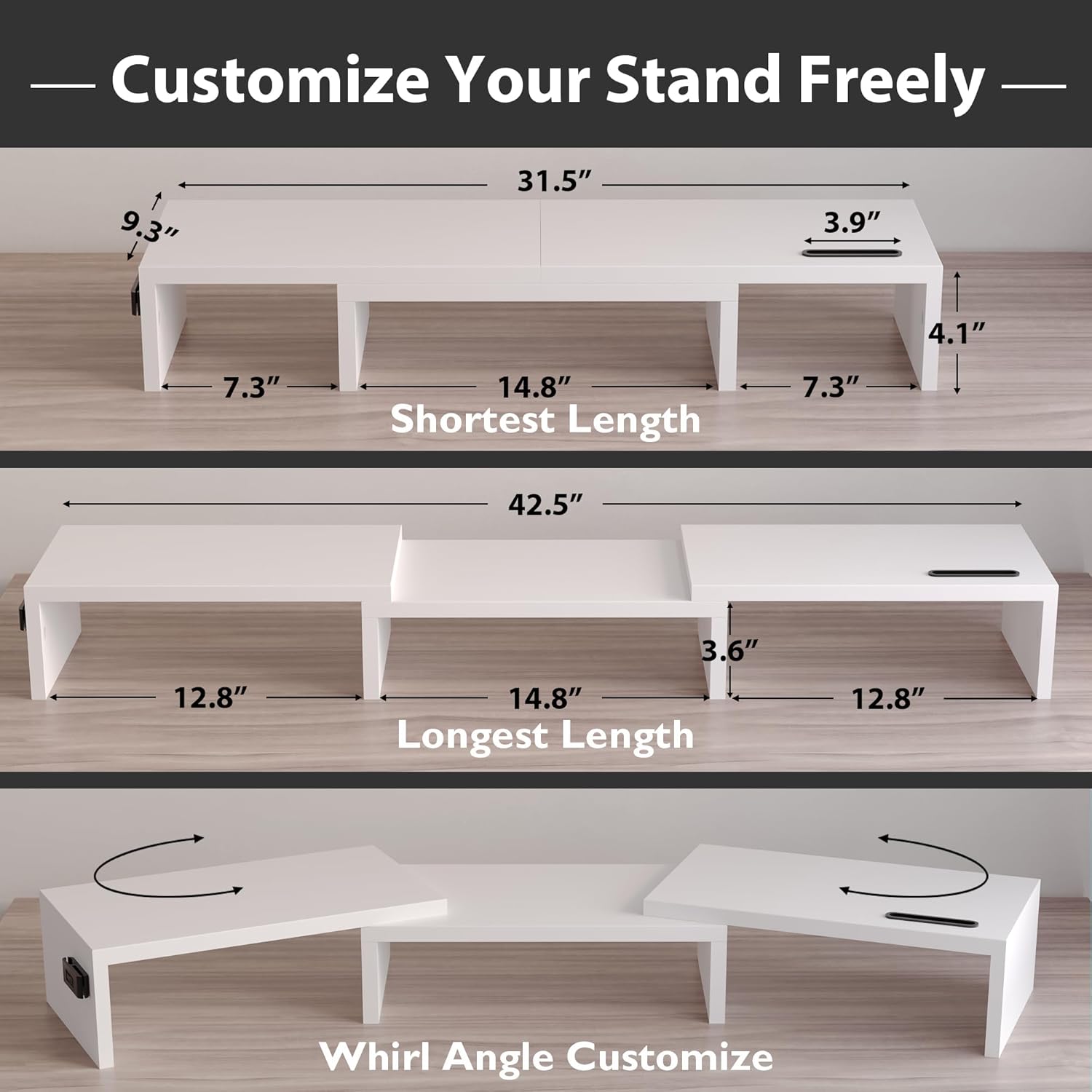 Thumbnail 2 de BONTEC Dual Monitor Stand Riser adjustable organizer