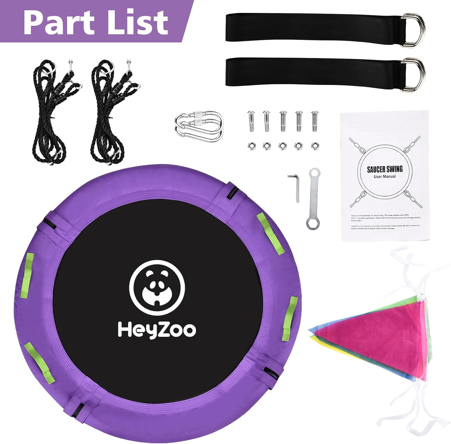 Thumbnail 5 de Heyzoo 48-Inch Tree Swing: Large Saucer Flying Swing for the Whole Family