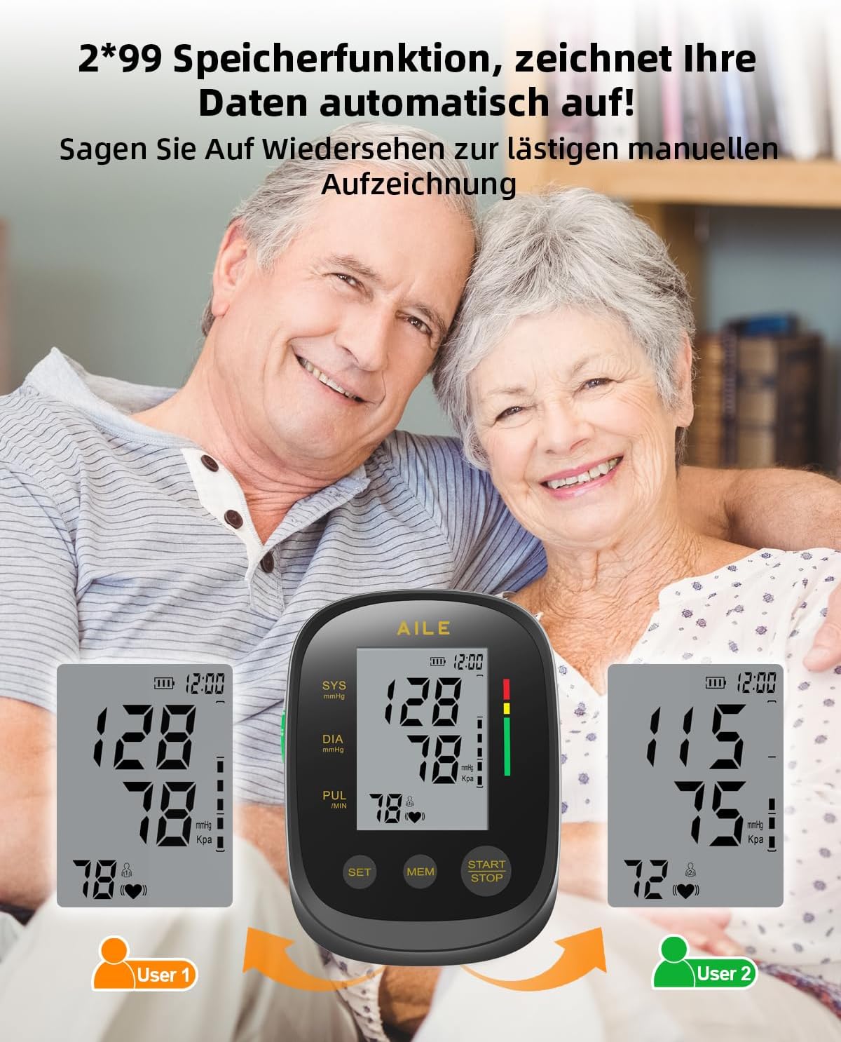 Thumbnail 4 de AILE Blutdruck Messgerät große Manschette 22–42 cm